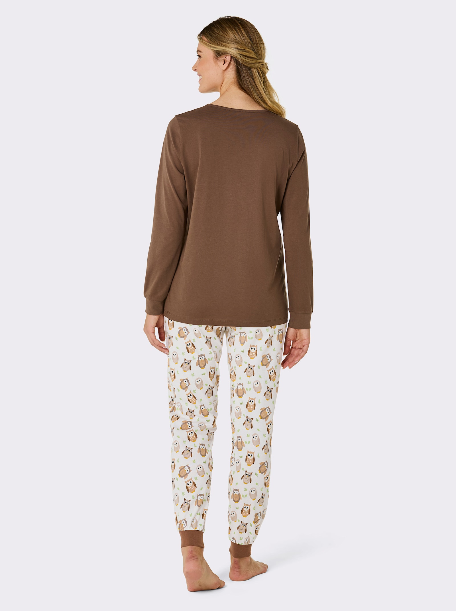 wäschepur Pyžamo - hnedo-svetlobéžová potlač