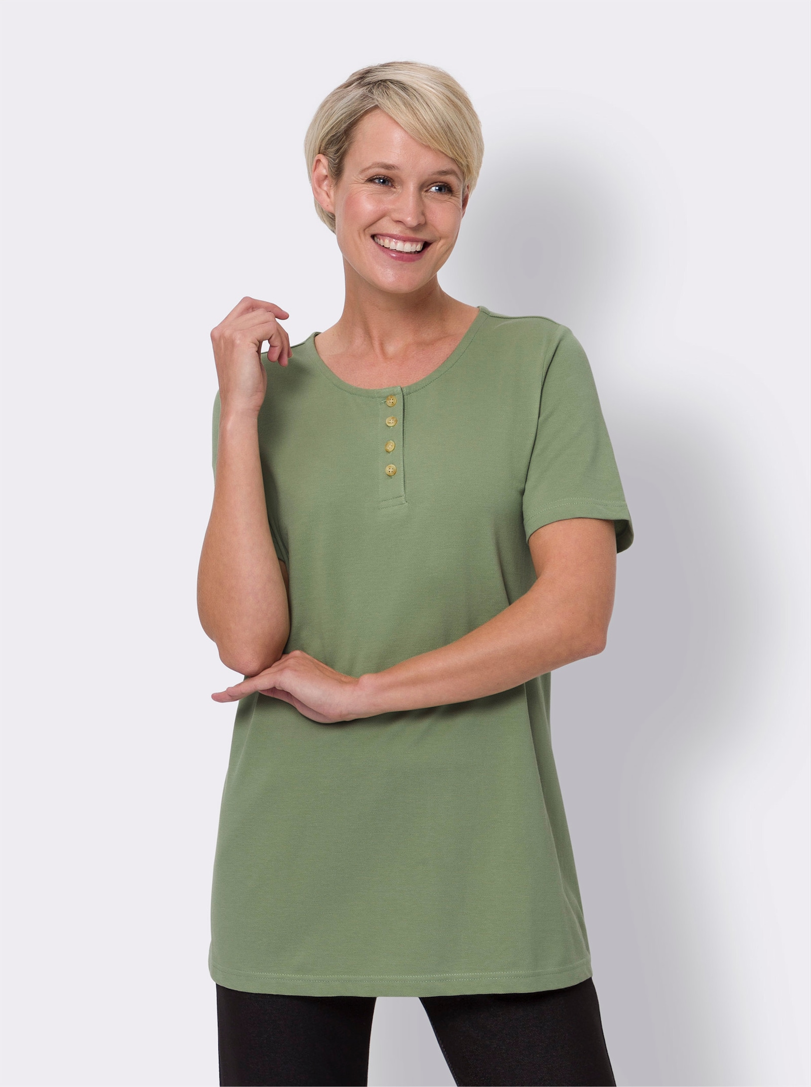 Longshirt in leichter A-Form - eucalyptus