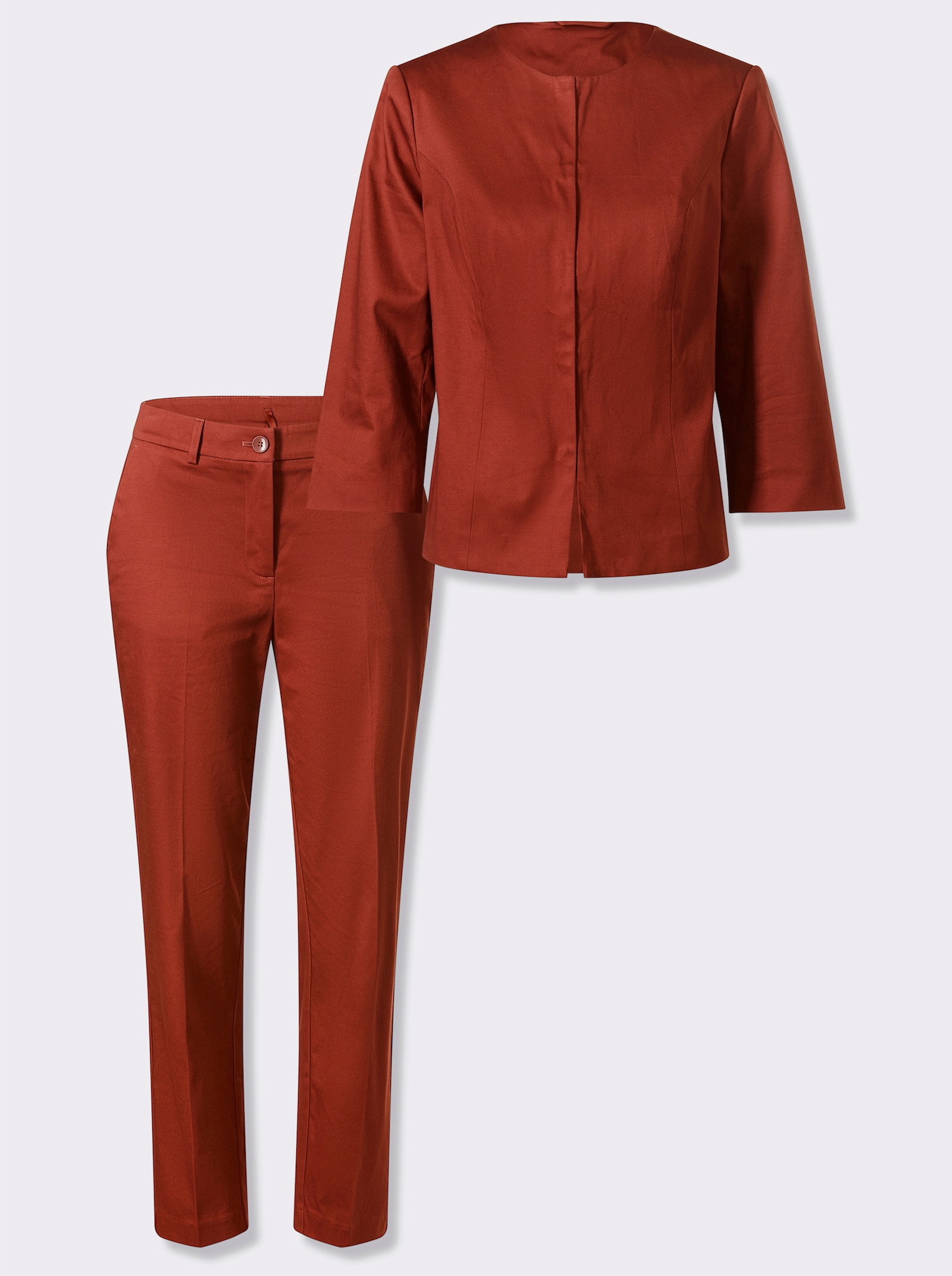 heine Hosenanzug im Baumwoll-Elathan-Mix - rotbraun