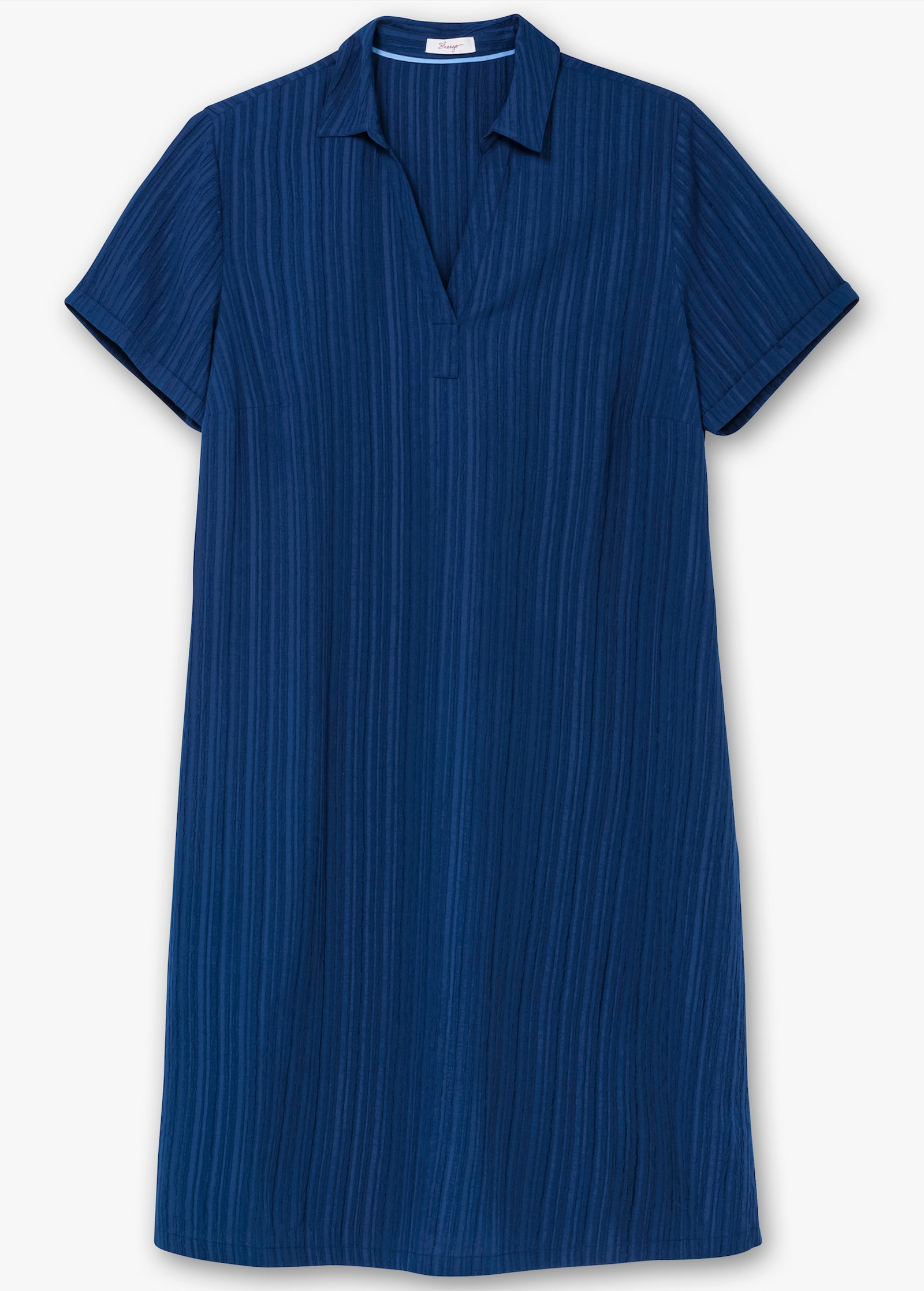 sheego Polokleid mit Längsstruktur - blaubeere