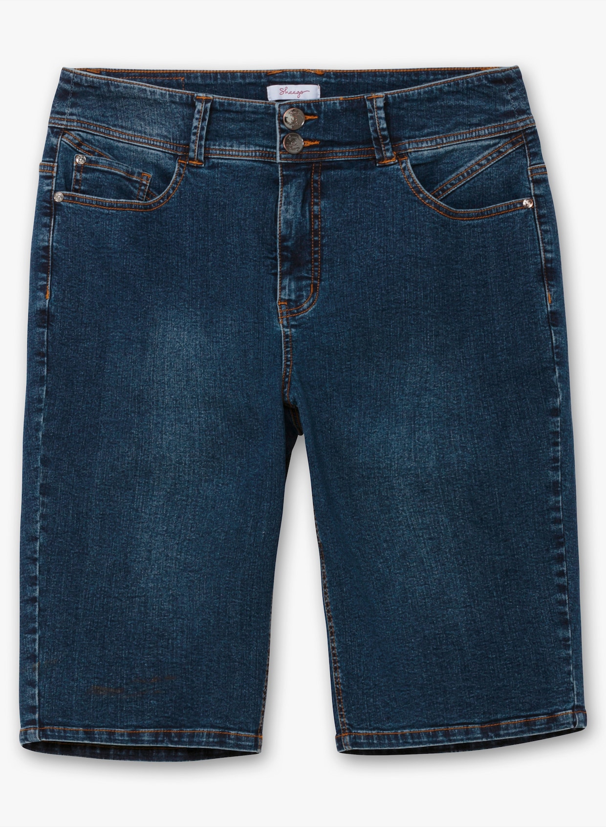 sheego Jeansbermuda - dark blue denim