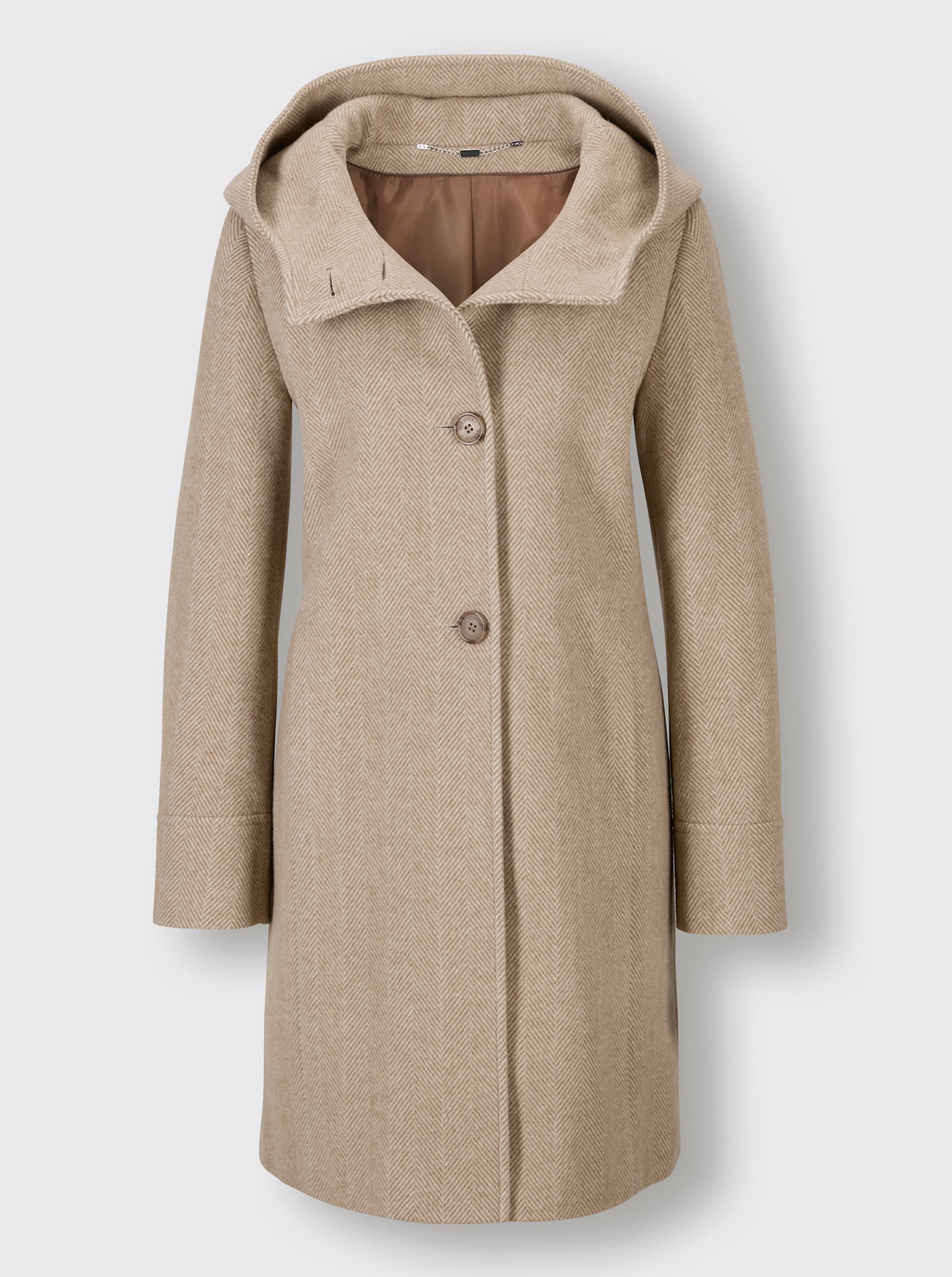 Manisa Wollen mantel Met Italiaanse wol - bruin/ecru gedessineerd