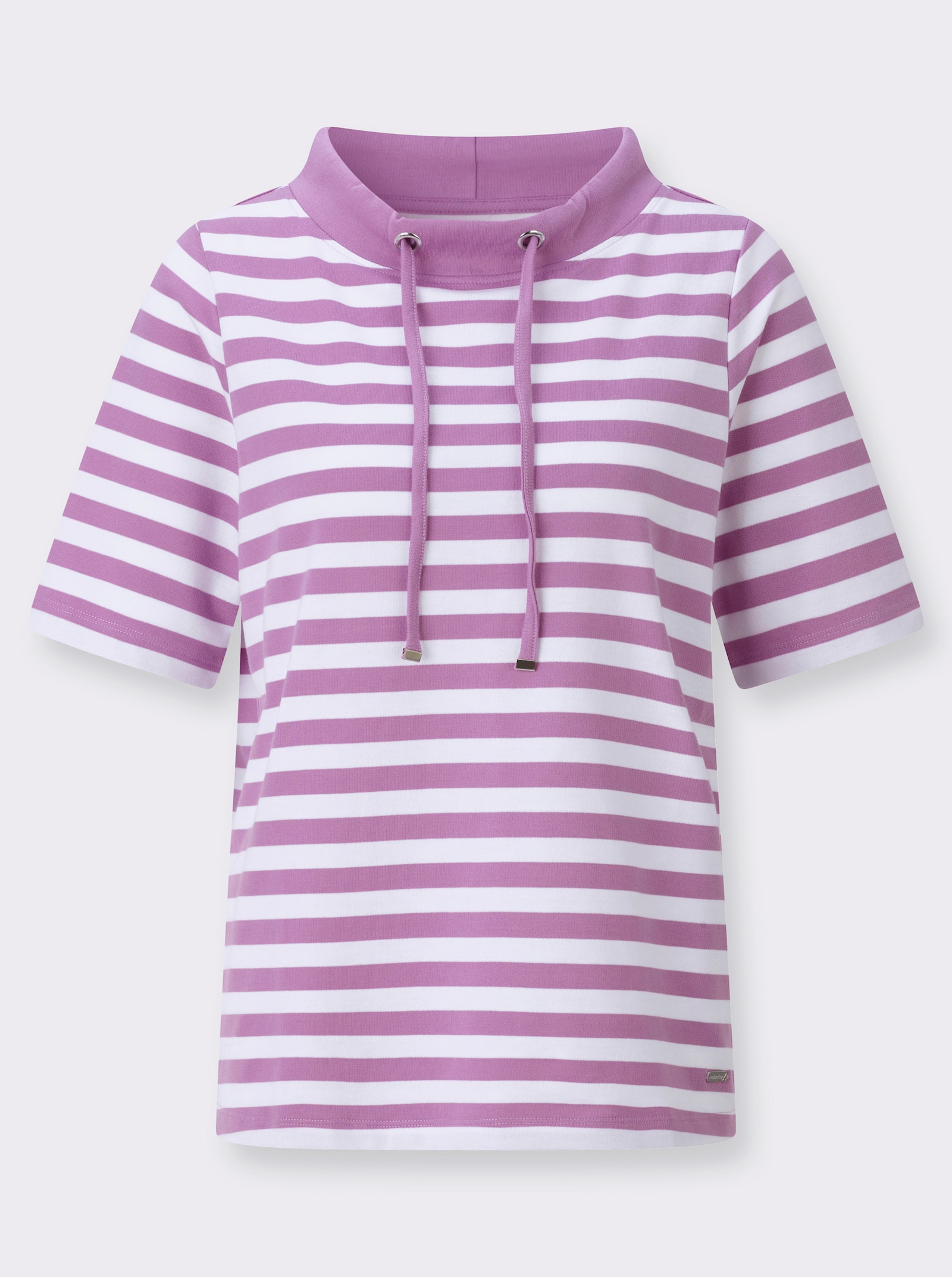 Sweatshirt in Interlock-Qualität - orchidee-ecru-geringelt