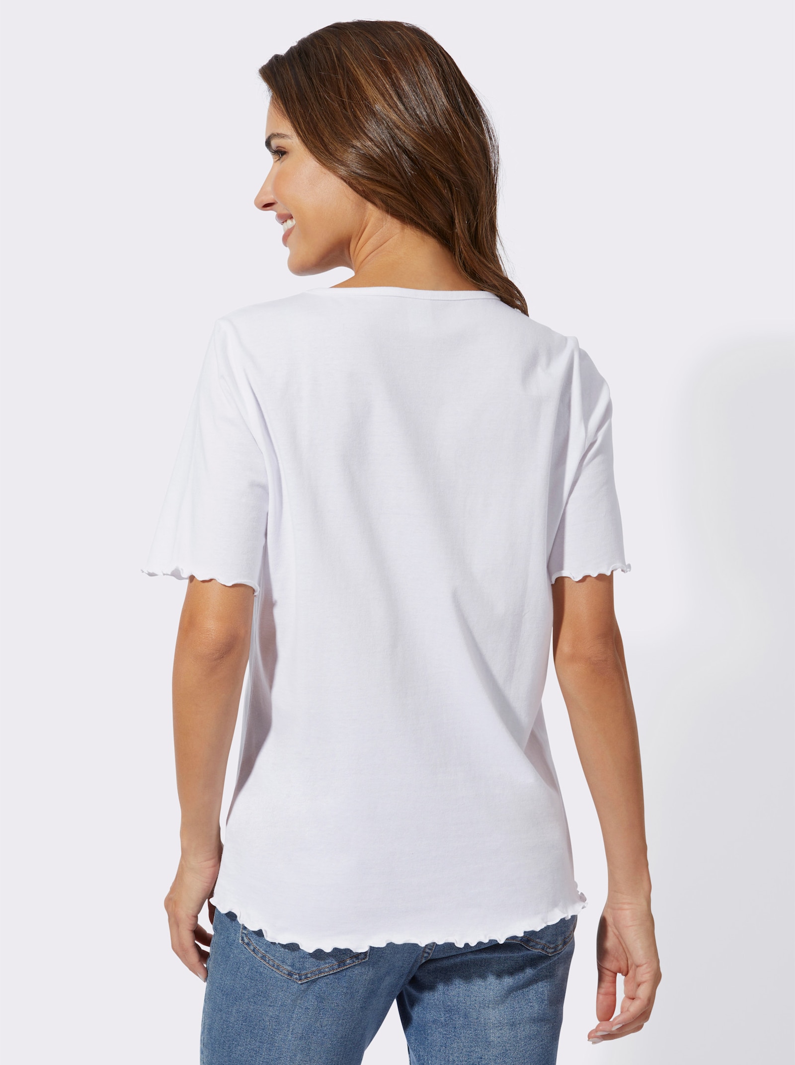 Kurzarmshirt mit Druck-Motiv - weiß-marine