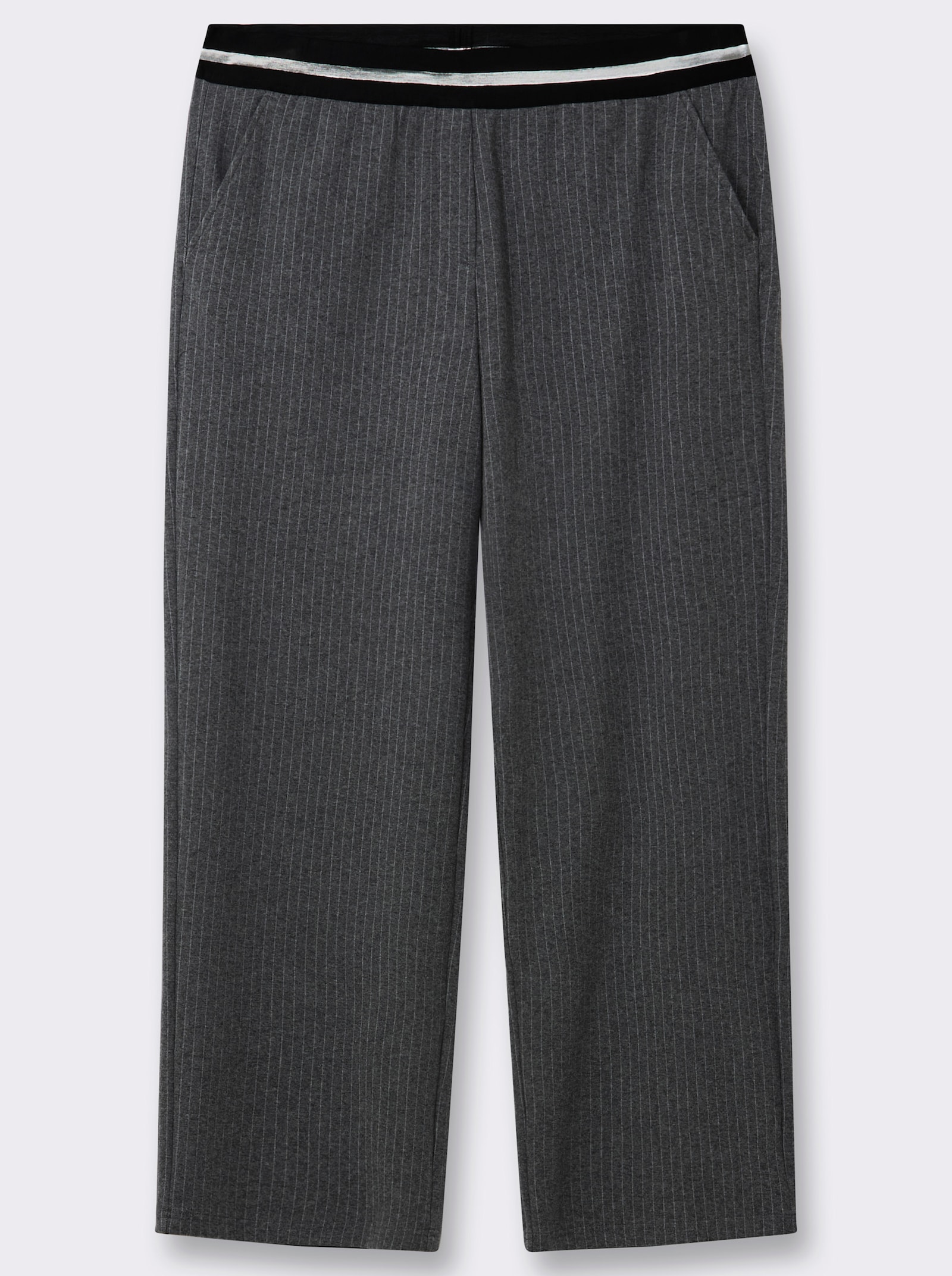 sheego Schlupfhose mit Nadelstreifen - graphit-ecru-gestreift