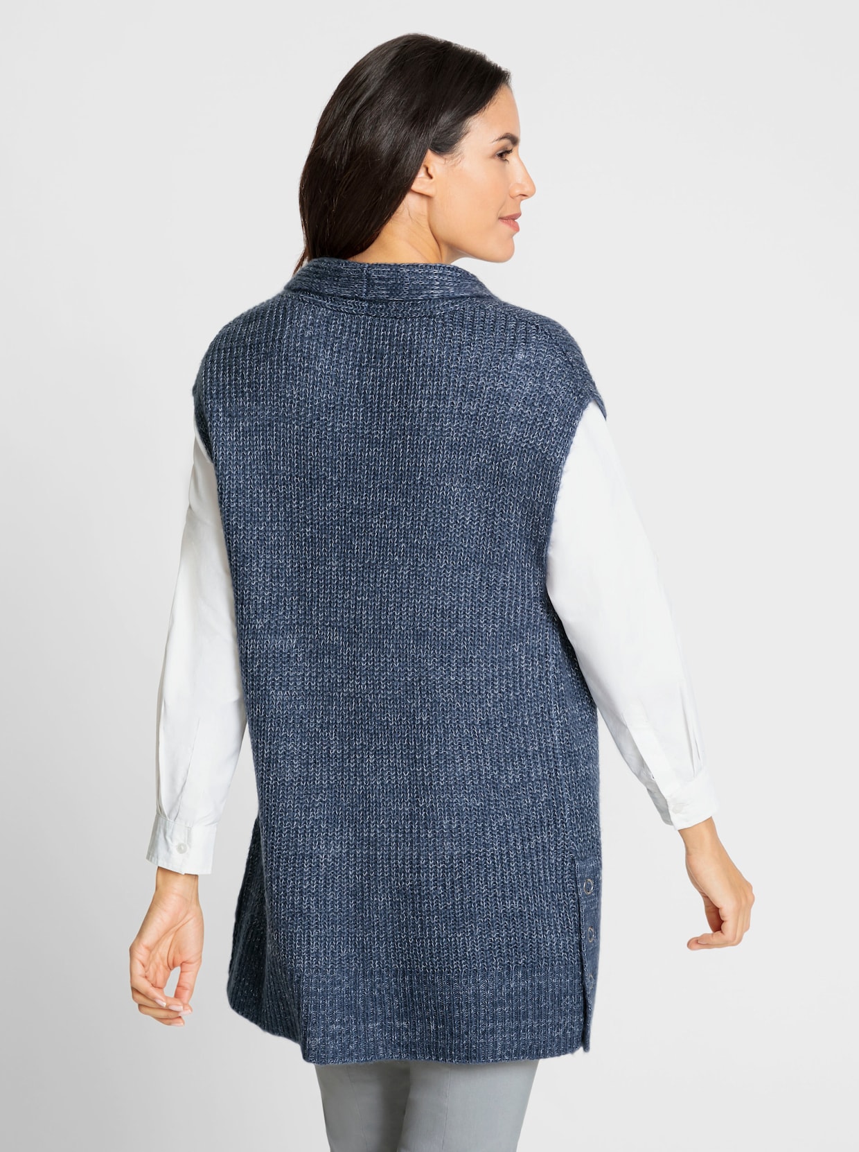 Gilet en tricot - bleu fumée chiné