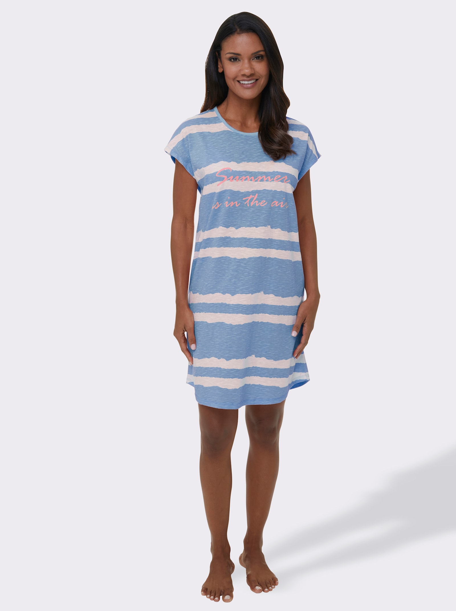 wäschepur Nočné košele, textúrovaný efekt - bledomodrá + marhuľová