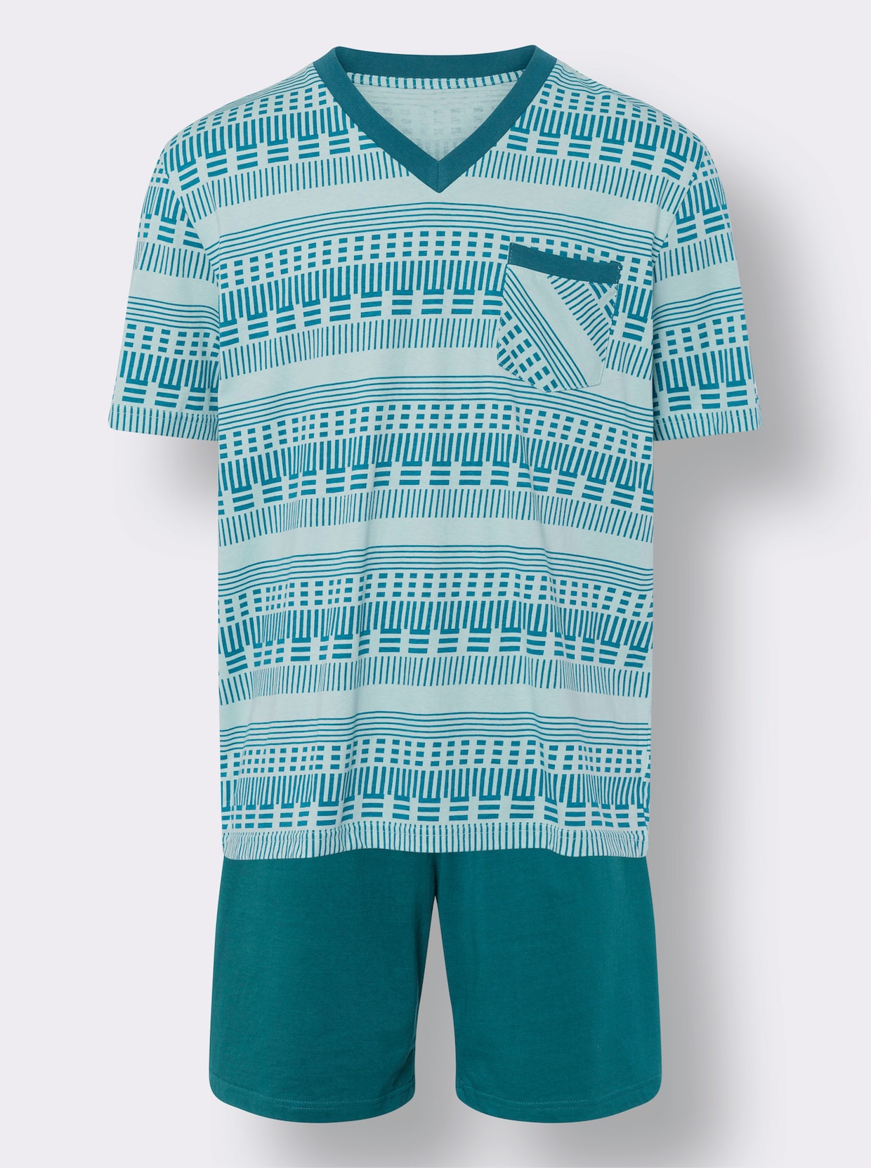 Kortärmad pyjamas - mint-aquapetrol-med tryck