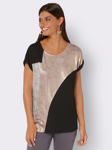 Rundhalsshirt mit platziertem Print - puder-hellgrau-bedruckt