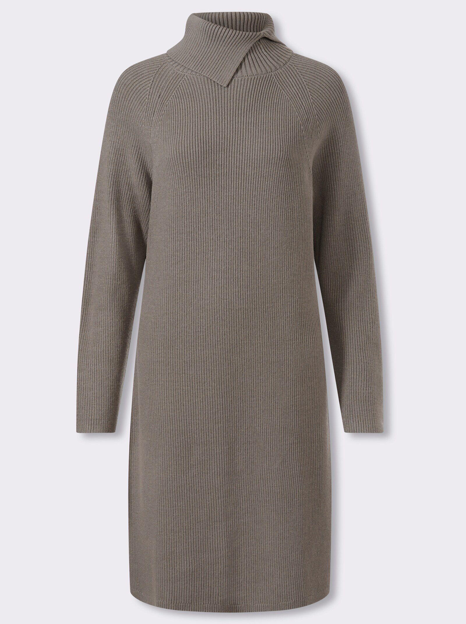 heine Strickkleid mit Umlegekragen - taupe-meliert