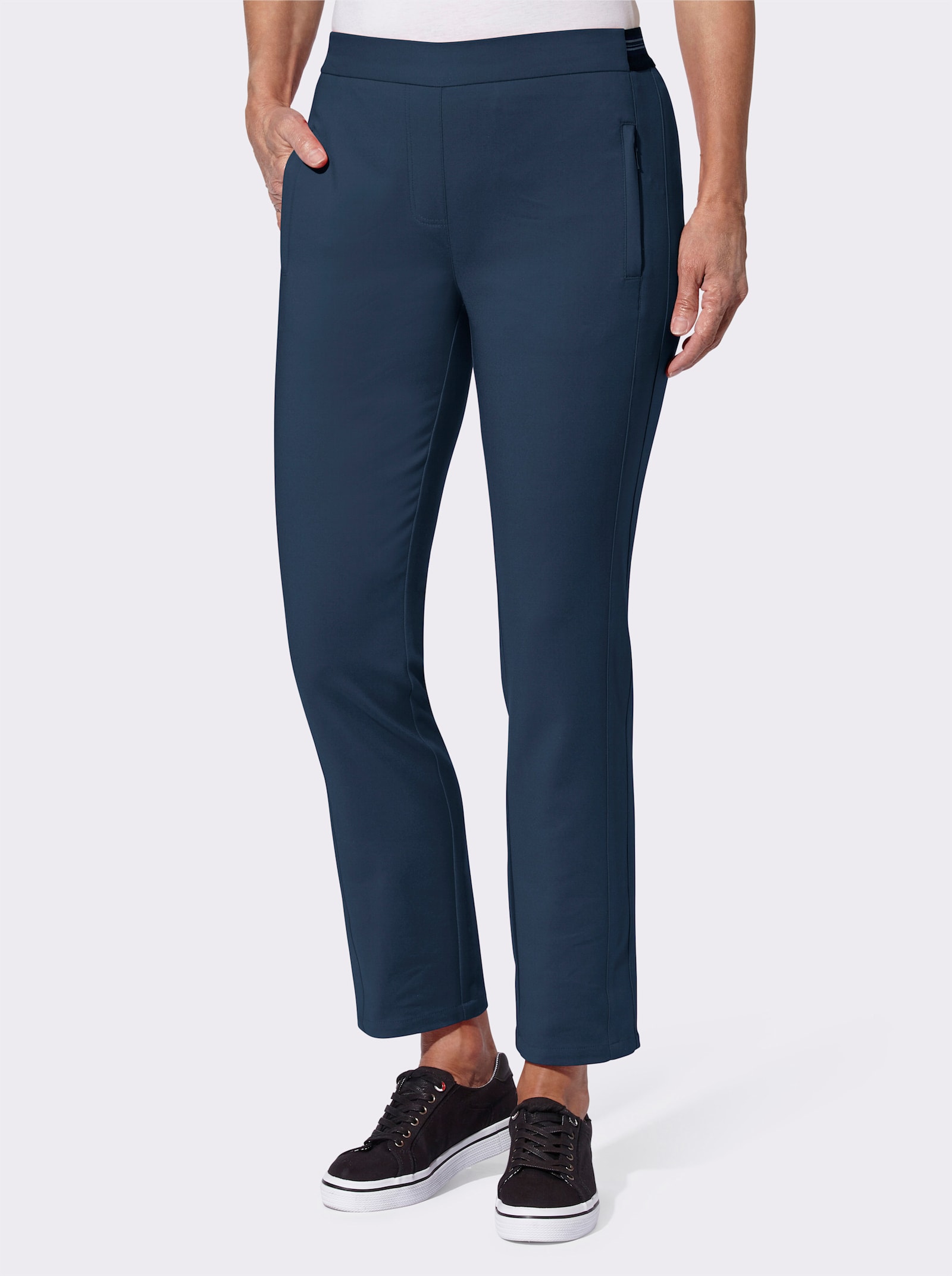 Comfortbroek met ritszakken - donkerblauw