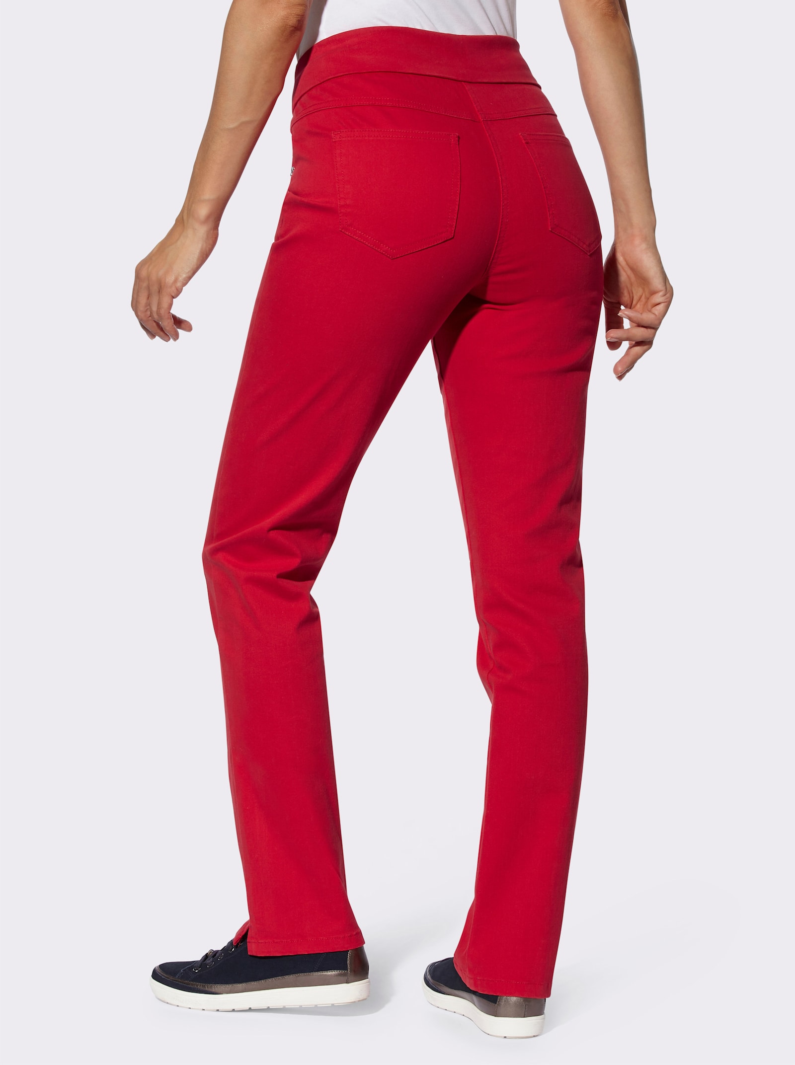 Stretch-Jeans mit vorverlegter Seitennaht - rot