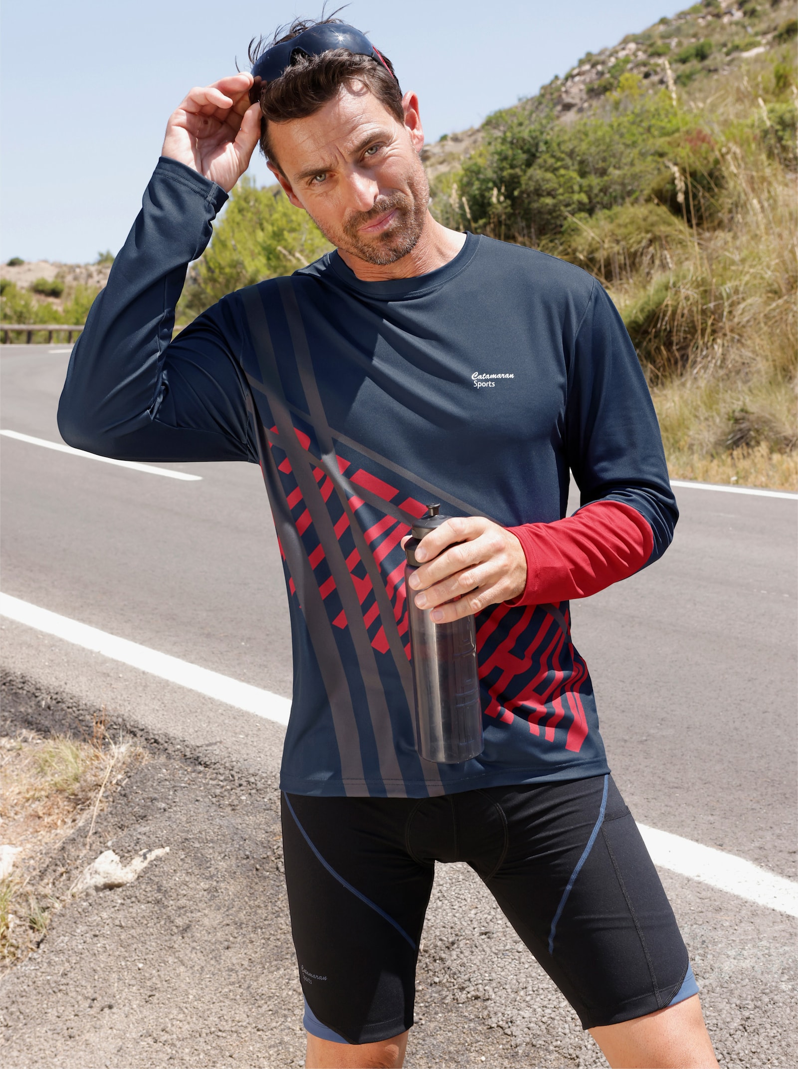 Catamaran Sports Functioneel shirt met stretch - donkerblauw geprint