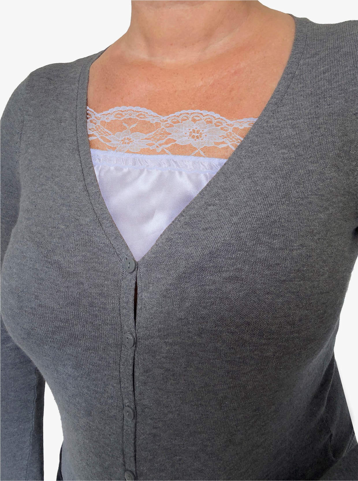 Krajková vsadka do výstřihu - bílá + černá