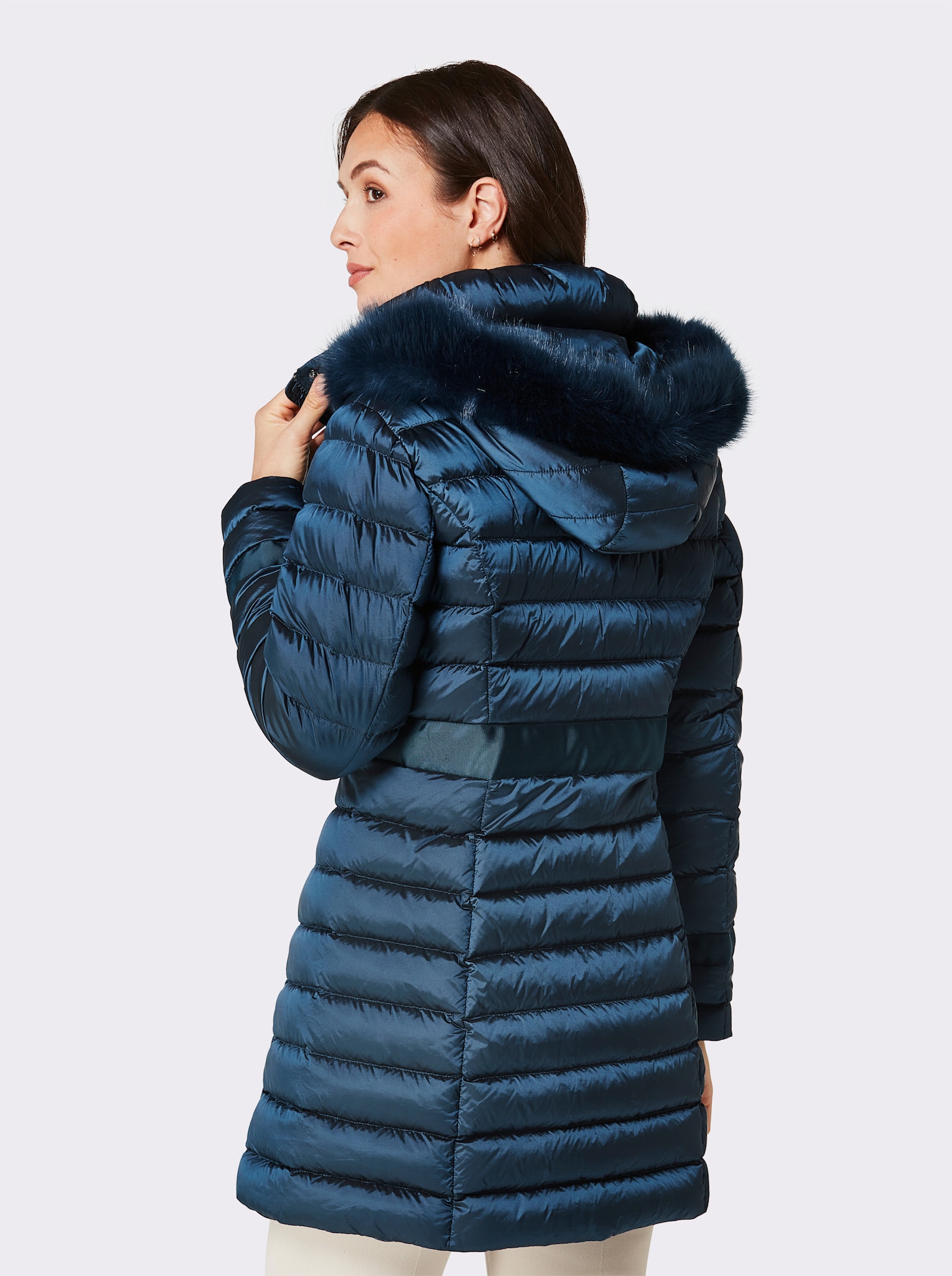 Manisa Veste en duvet en qualité piquée - bleu fumée