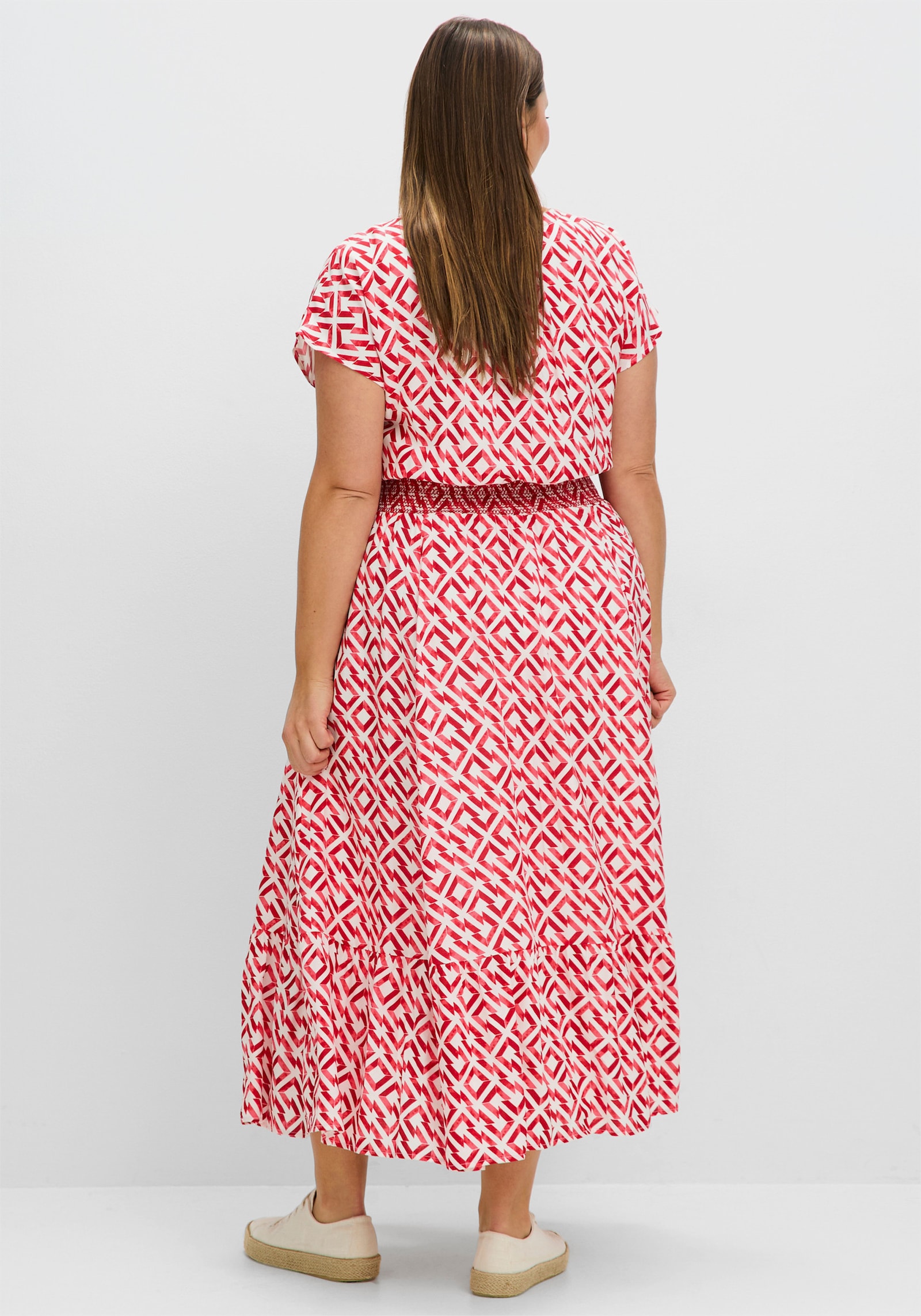 sheego Maxikleid mit Smokbund und Grafikprint - hummer-gemustert