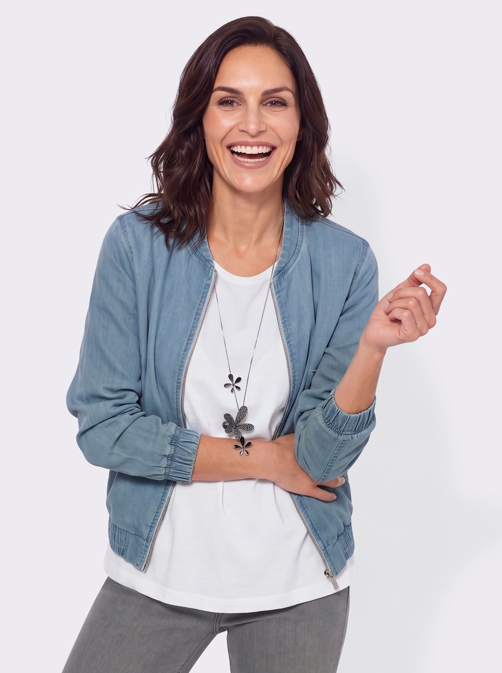 Jeansjacke in Blousonform - blue-bleached
