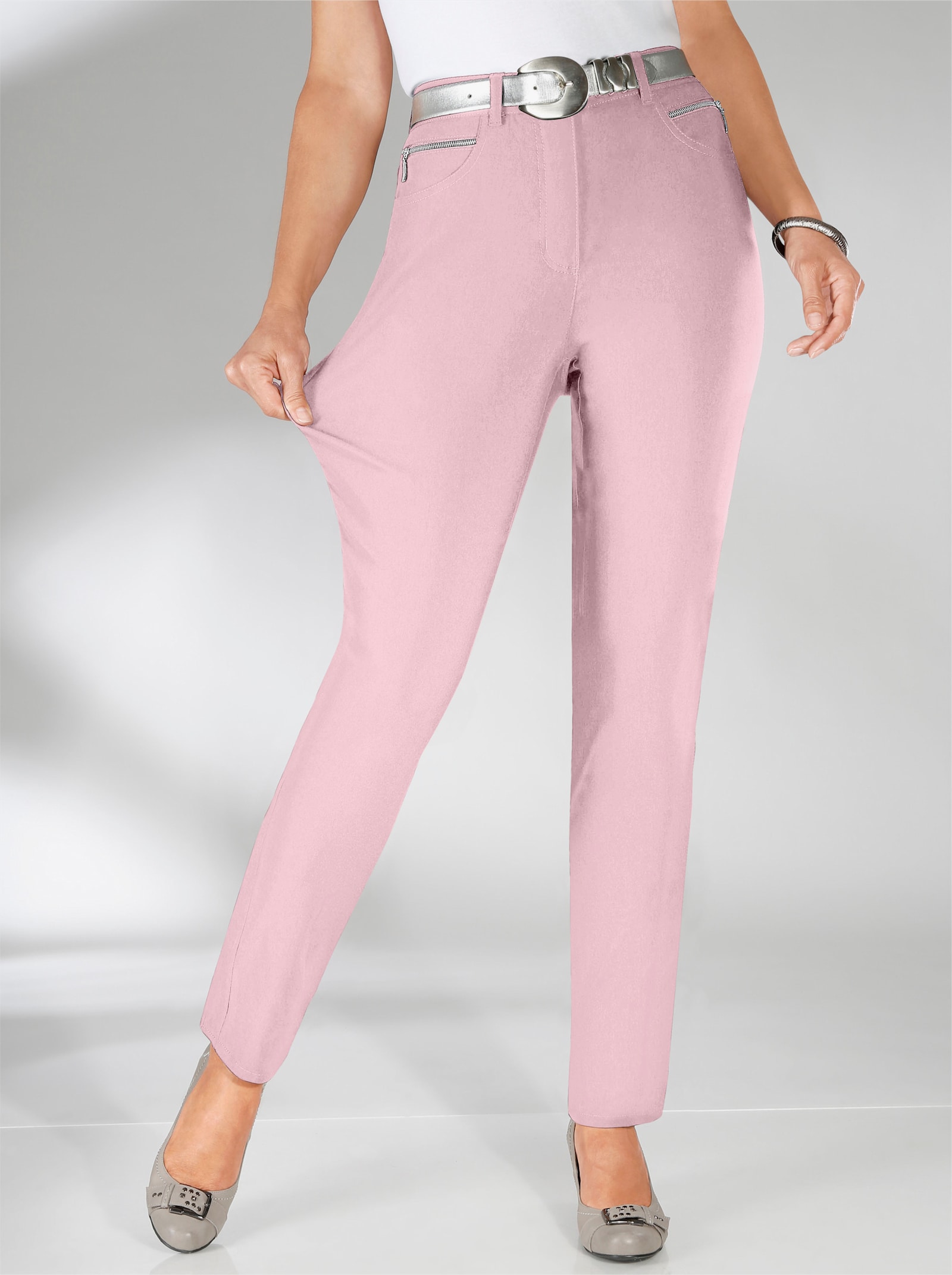 Stehmann Comfort line Stretch-Hose mit Zier-Taschen vorne - rosé
