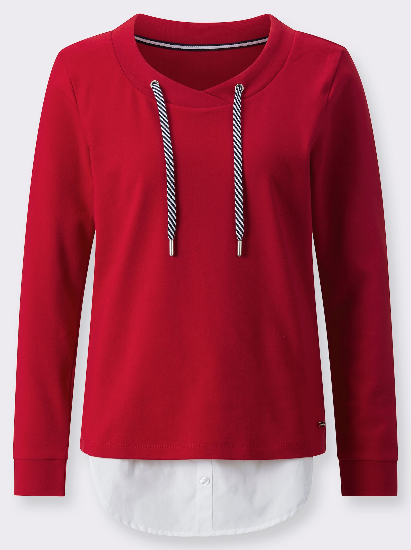 2-in-1-Shirt mit Blusensaum - rot