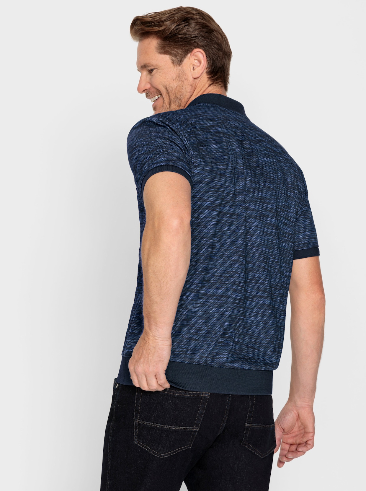 Marco Donati Shirt met korte mouwen - marine gedessineerd
