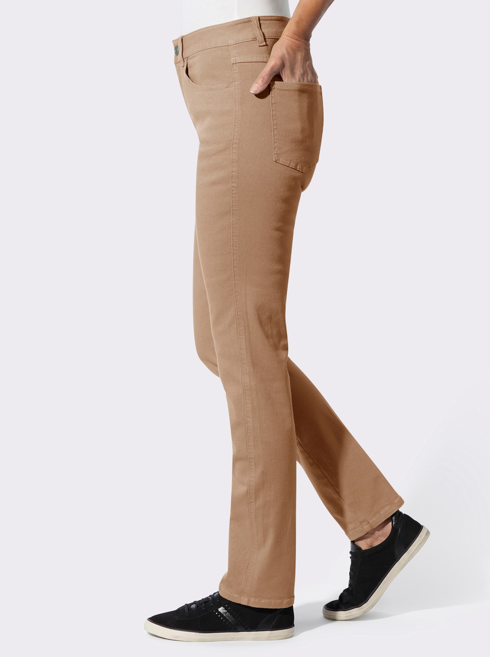Skinny jeans van twill - camel