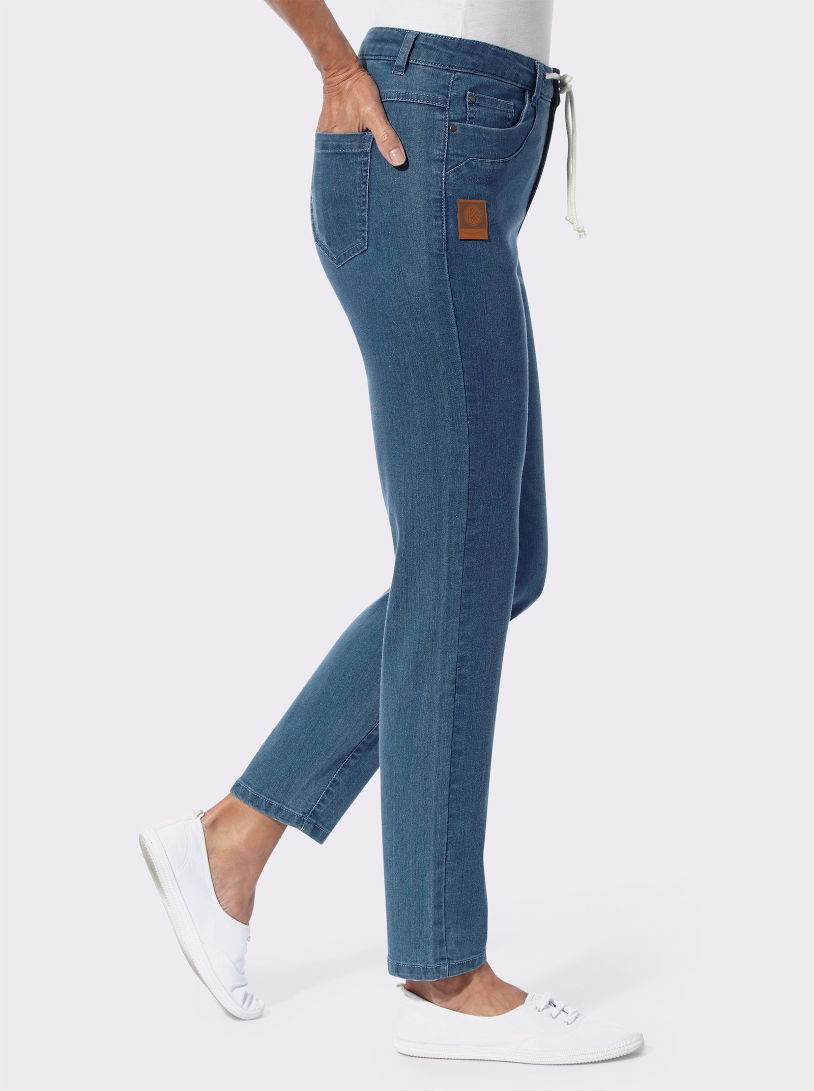 Jeans mit Tunnelzug und Bindeband - blue-bleached