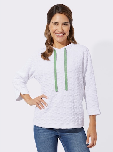 Sweatshirt mit Jacquard-Struktur - weiß