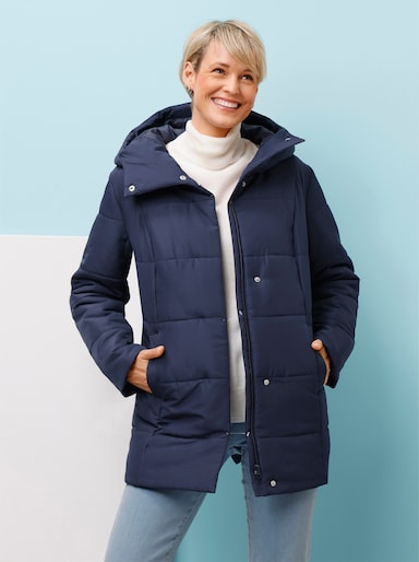 Gewatteerde jas met capuchon - marine