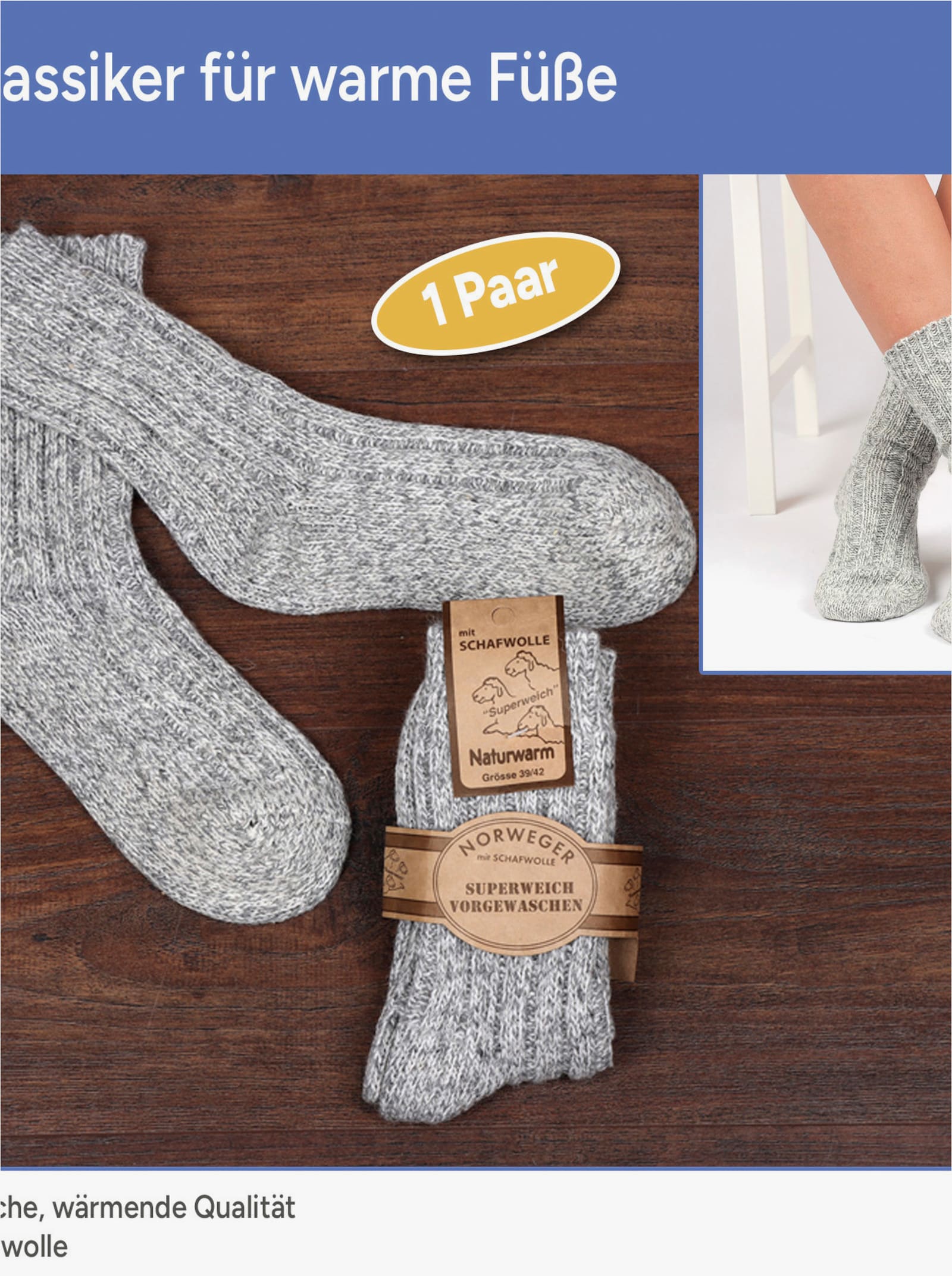 Norweger-Socken - hellgrau