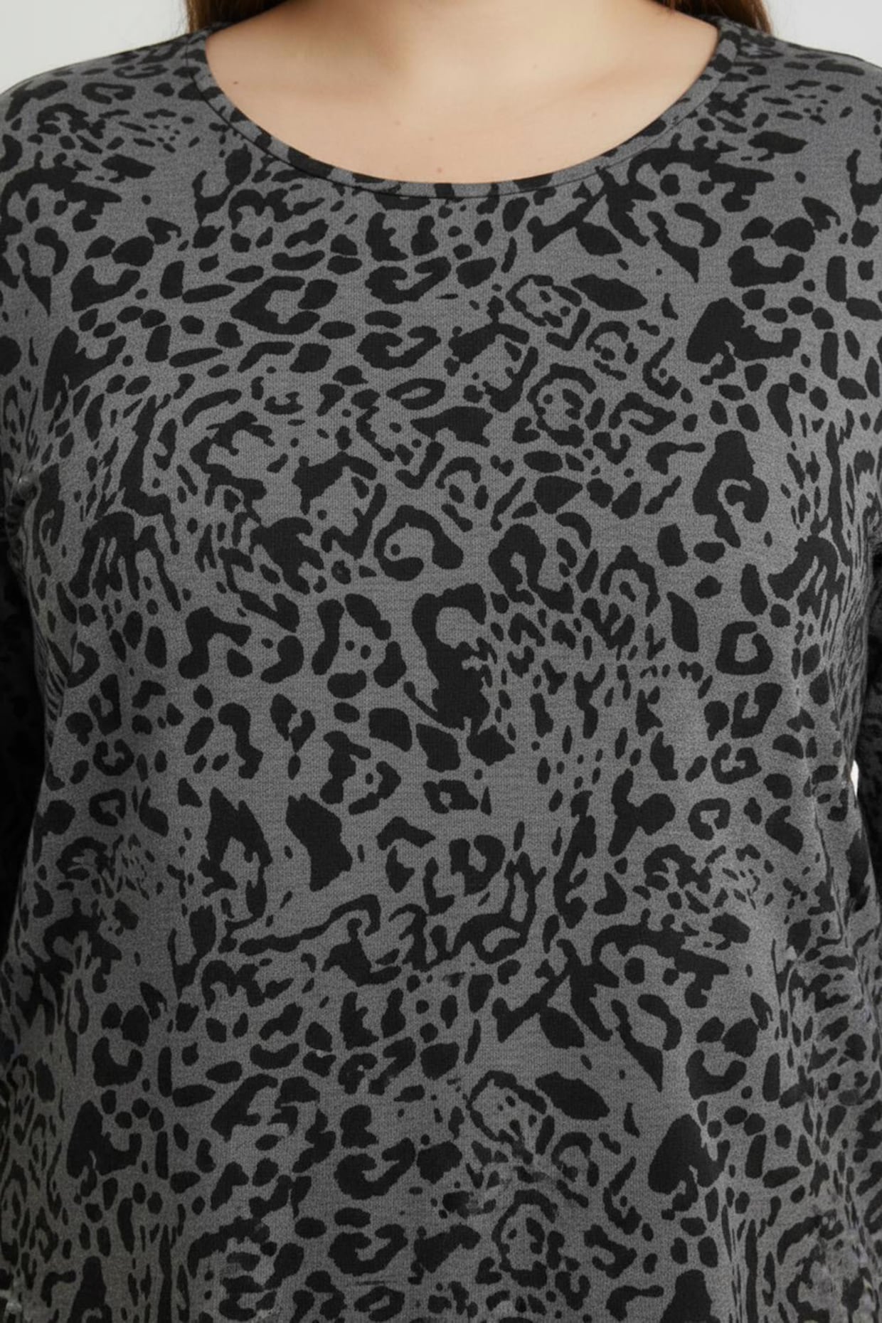 Longshirt mit Seitenschlitzen - anthrazit-bedruckt