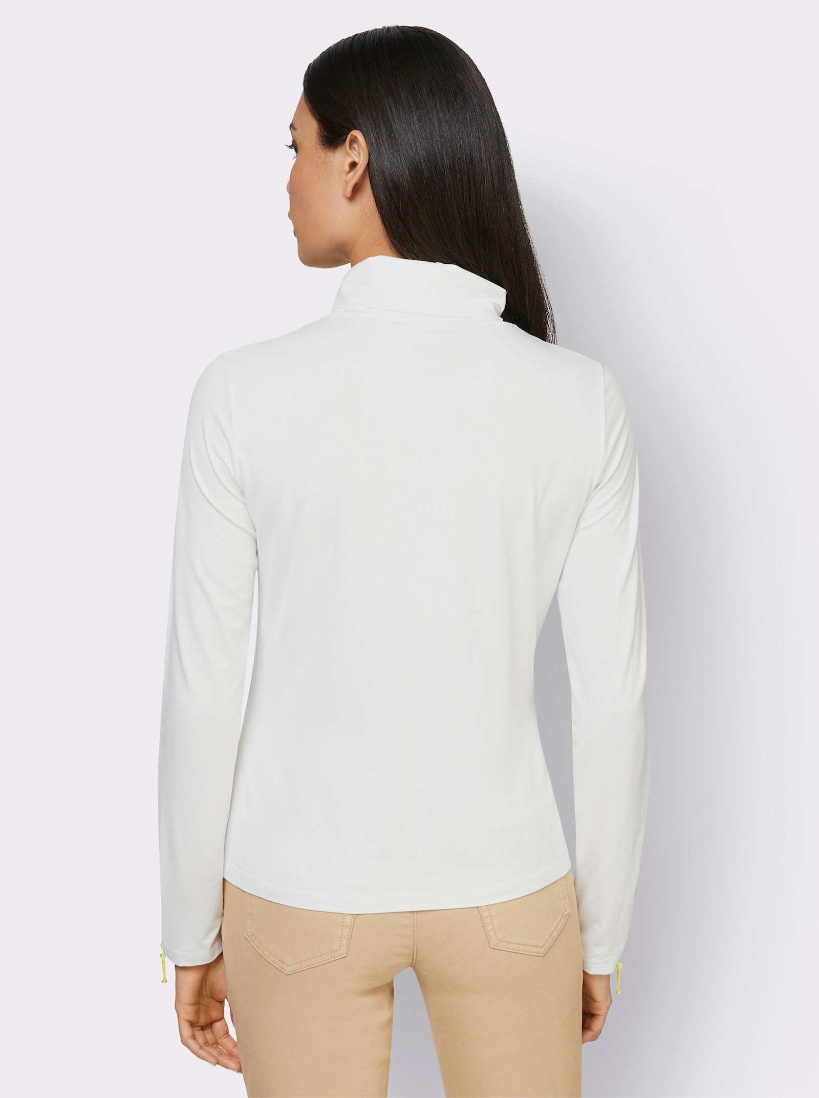 Rollkragenshirt mit Reißverschlüssen - ecru