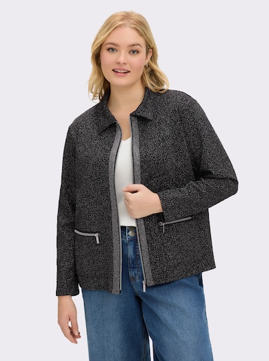 sheego Shirtjacke - schwarz-gemustert