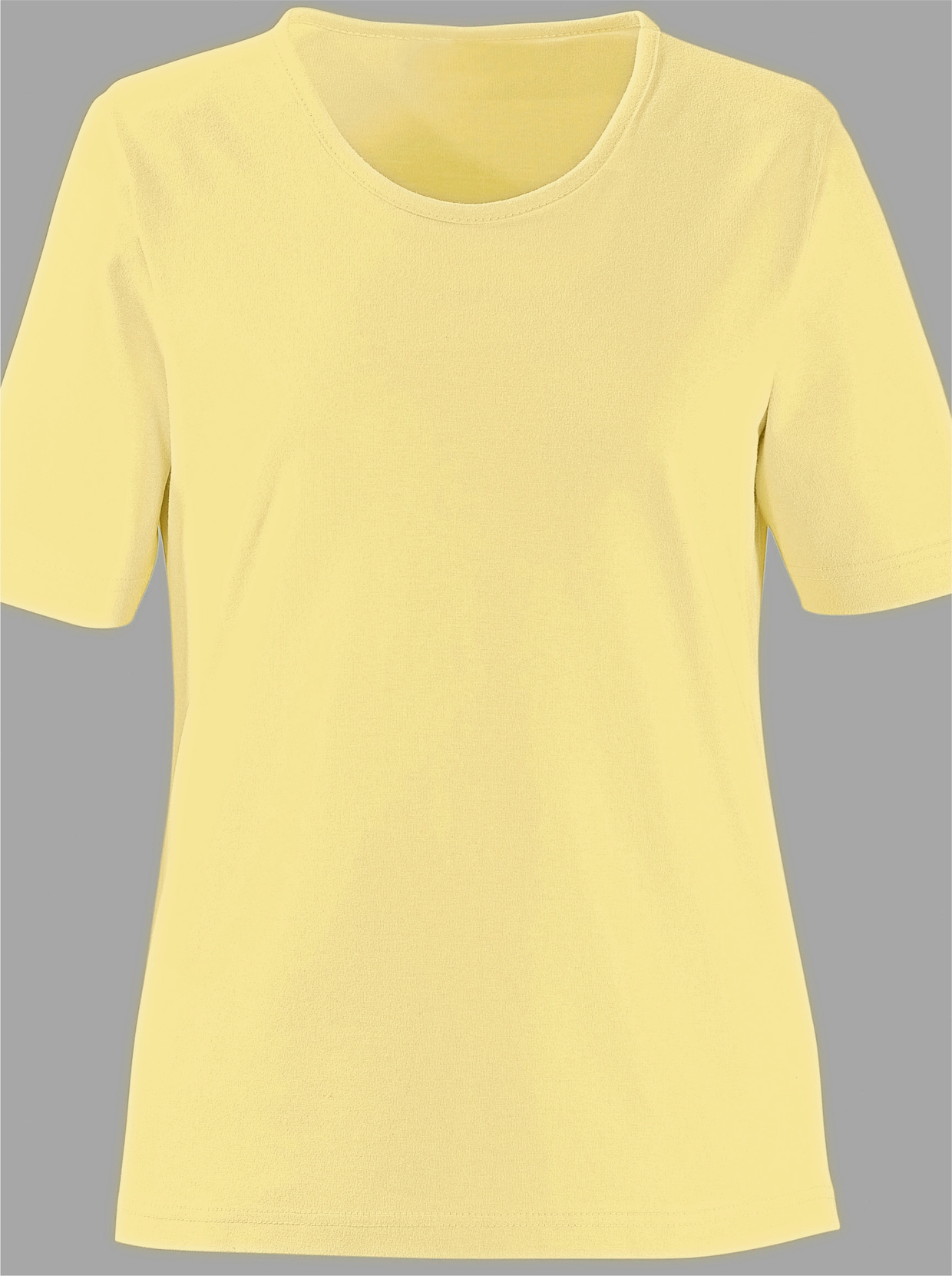 Rundhalsshirt in geradem Schnitt - gelb