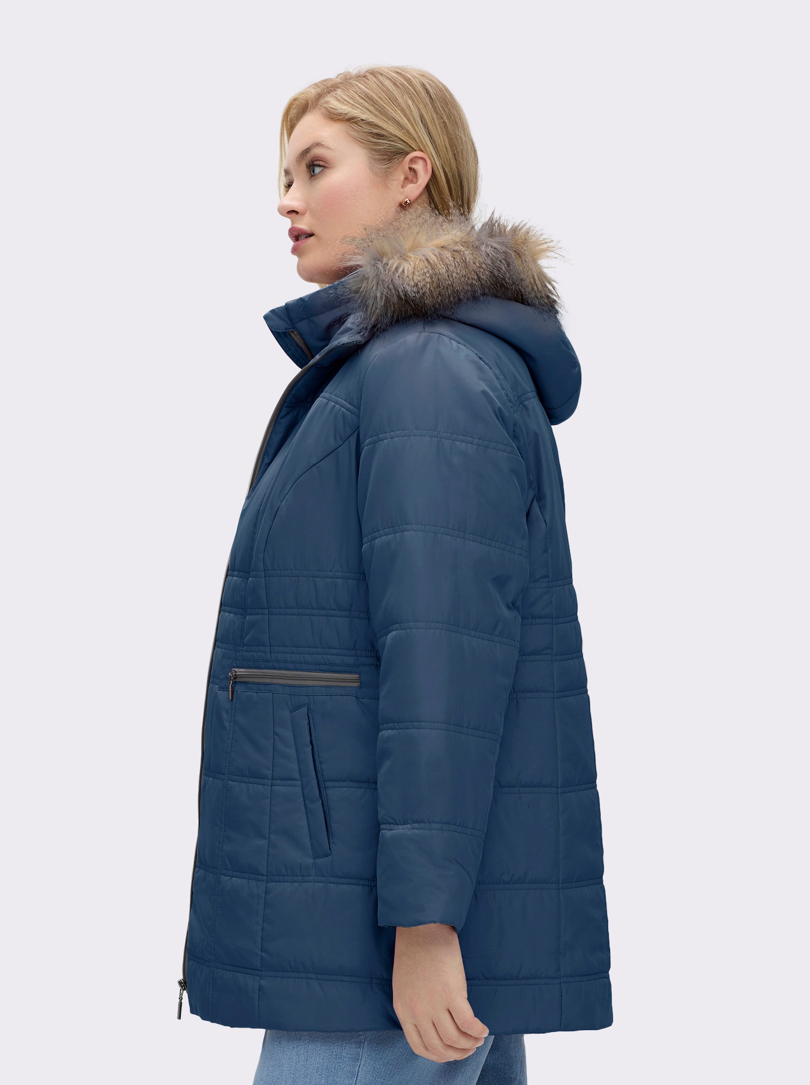 Steppjacke mit abnehmbarer Kapuze, wattiert - dunkelblau