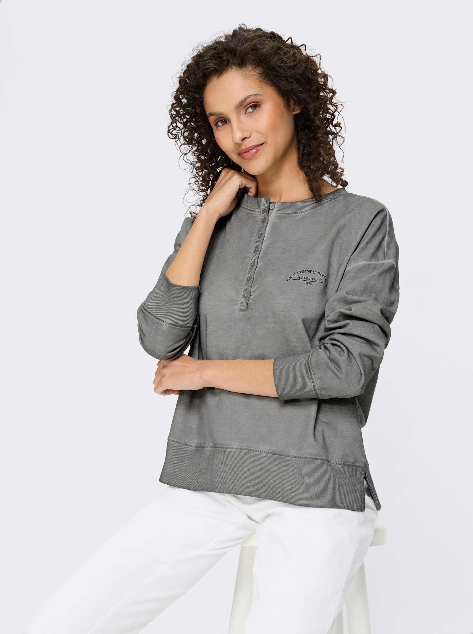 heine Sweatshirt mit Oil-dyed-Waschung - steingrau