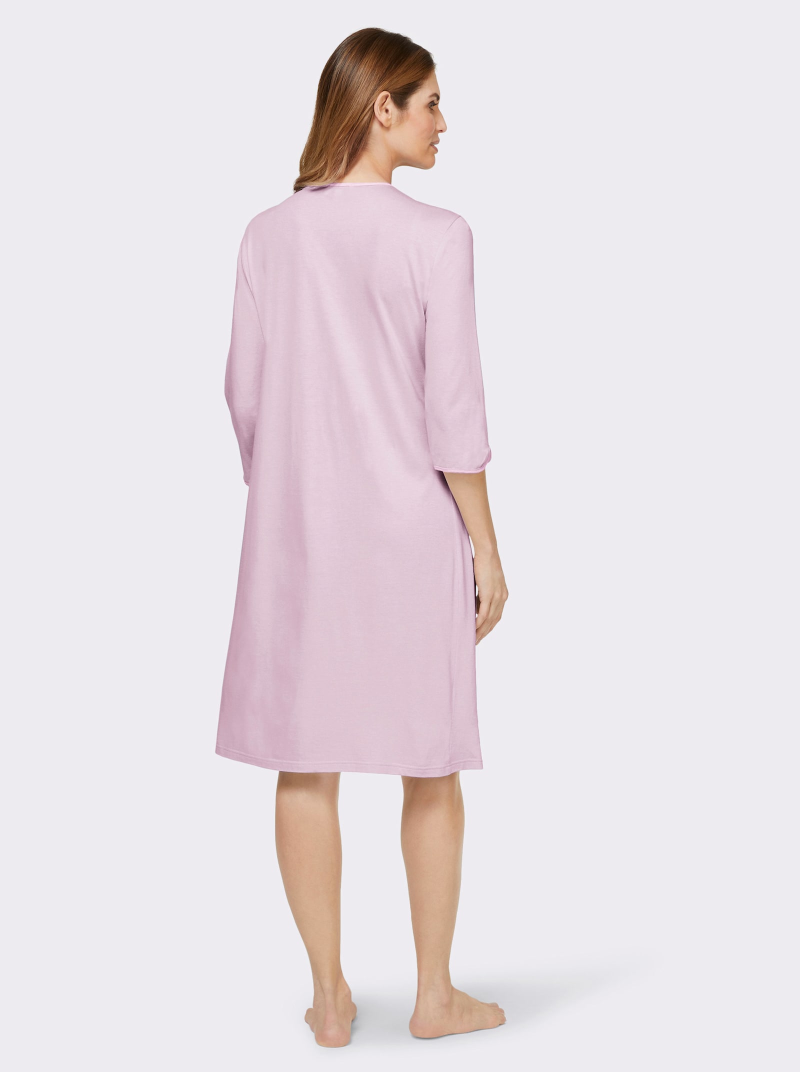 Ascafa Nachthemd mit Satin-Einsatz - rosé