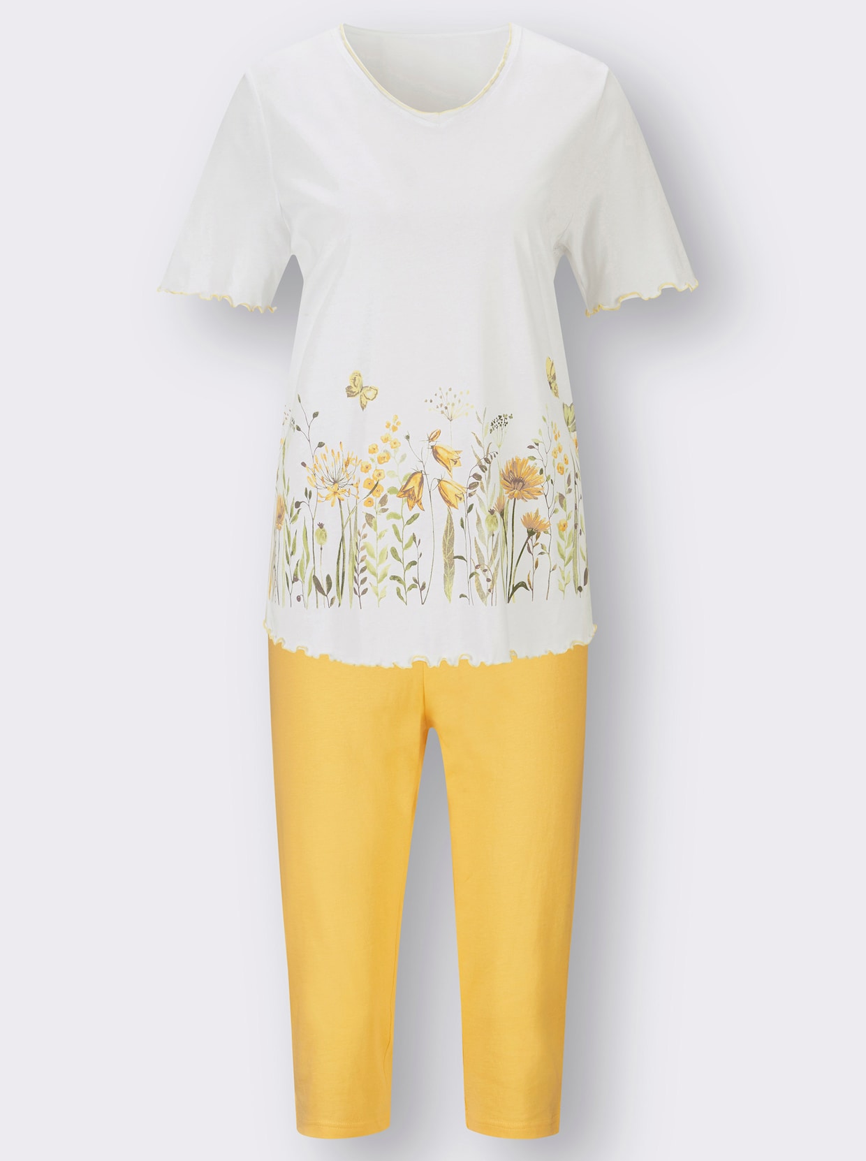 wäschepur Capri-Anzug - weiß-gelb