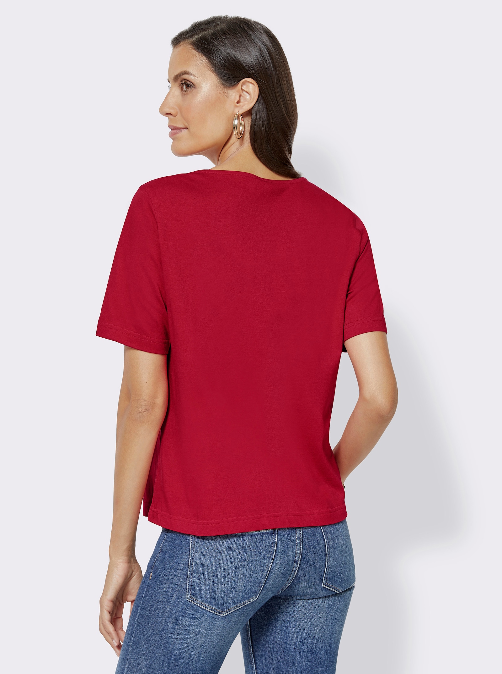 Shirt met korte mouwen en bandjes, gekruist - papaverrood