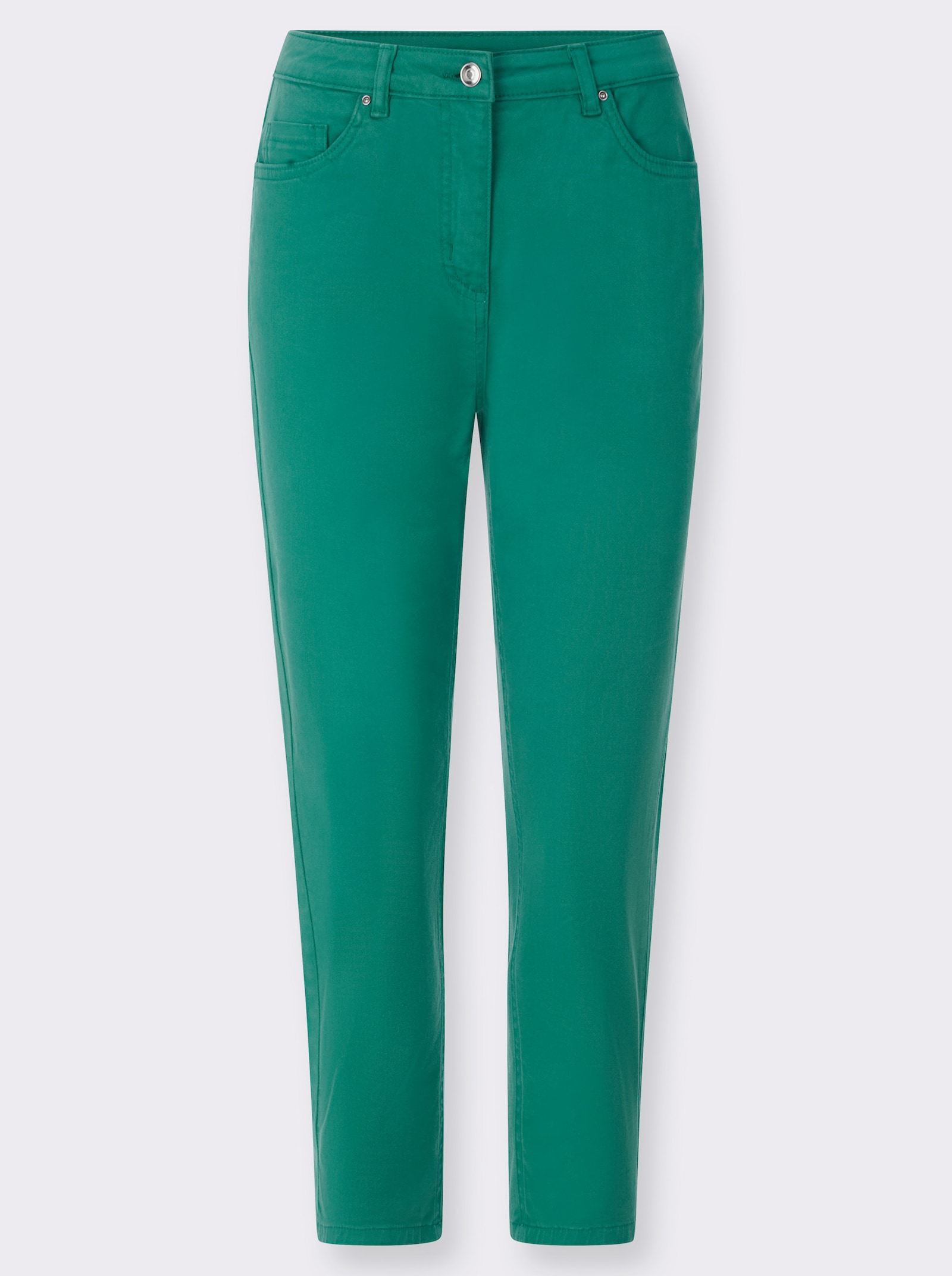 3/4-Jeans mit Bändchen-Verzierung - smaragd