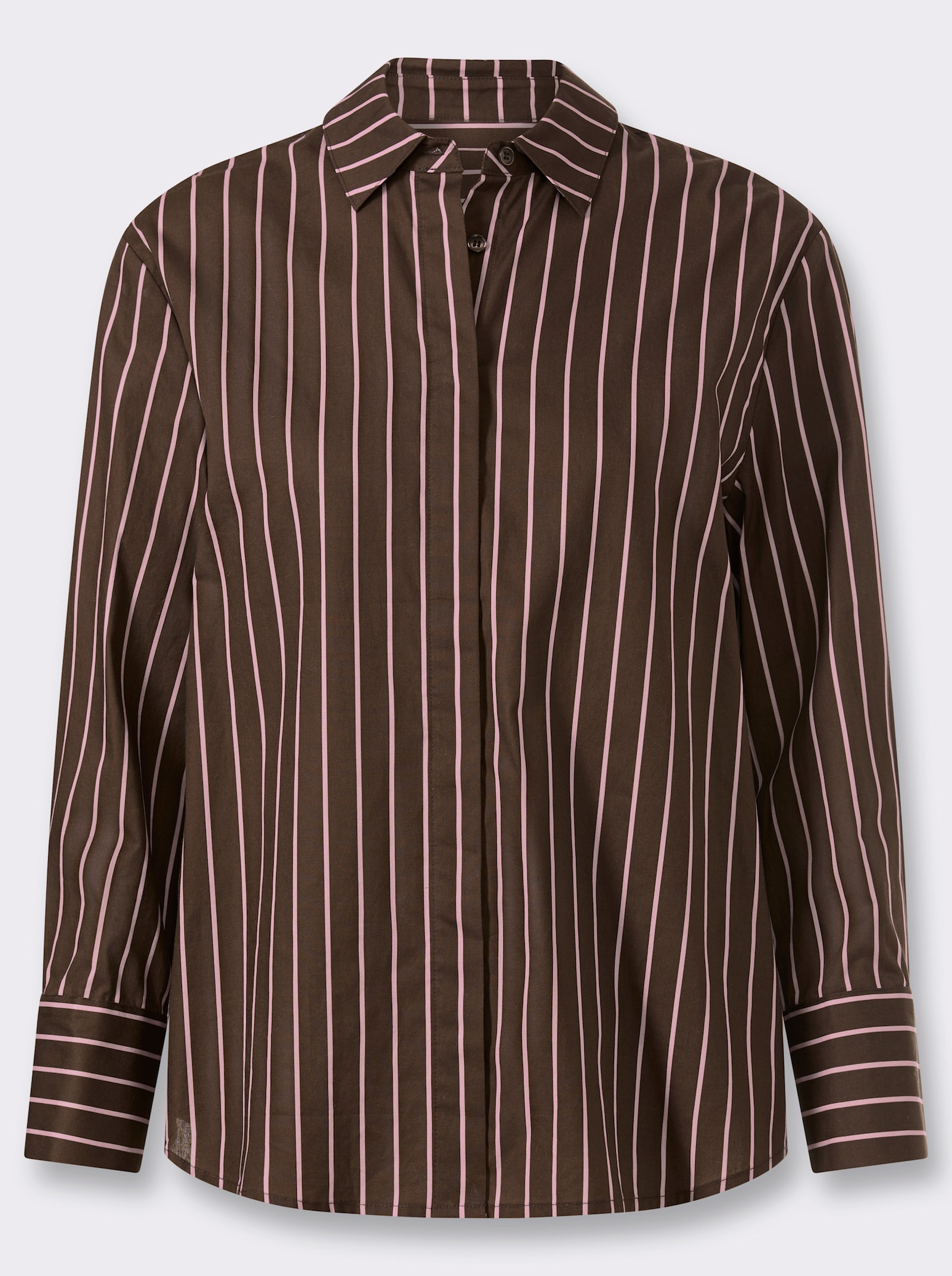 heine Gestreifte Bluse mit Knopfleiste hinten - schoko-rosé-gestreift