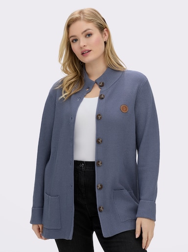Longstrickjacke - taubenblau