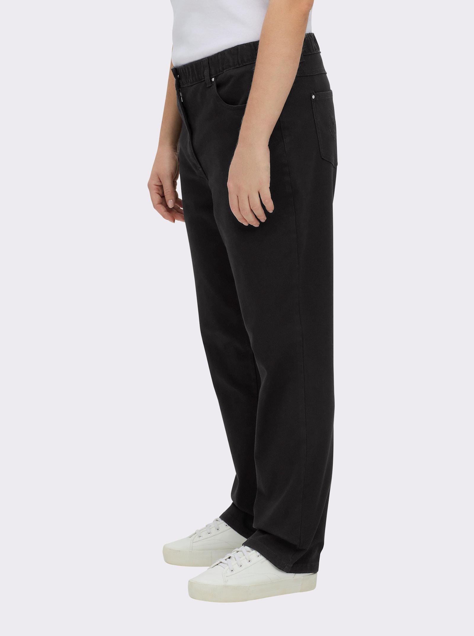 5-Pocket-Jeans mit innenliegendem Dehnbund - schwarz