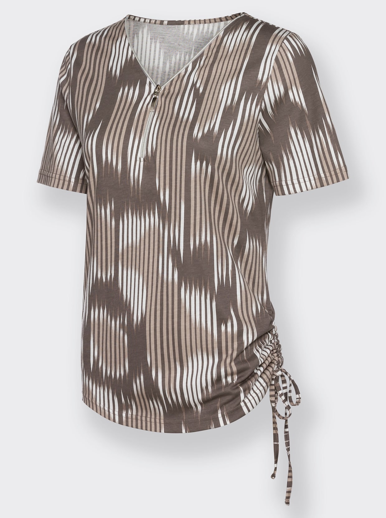 Print-Shirt - dunkeltaupe-sesam-bedruckt