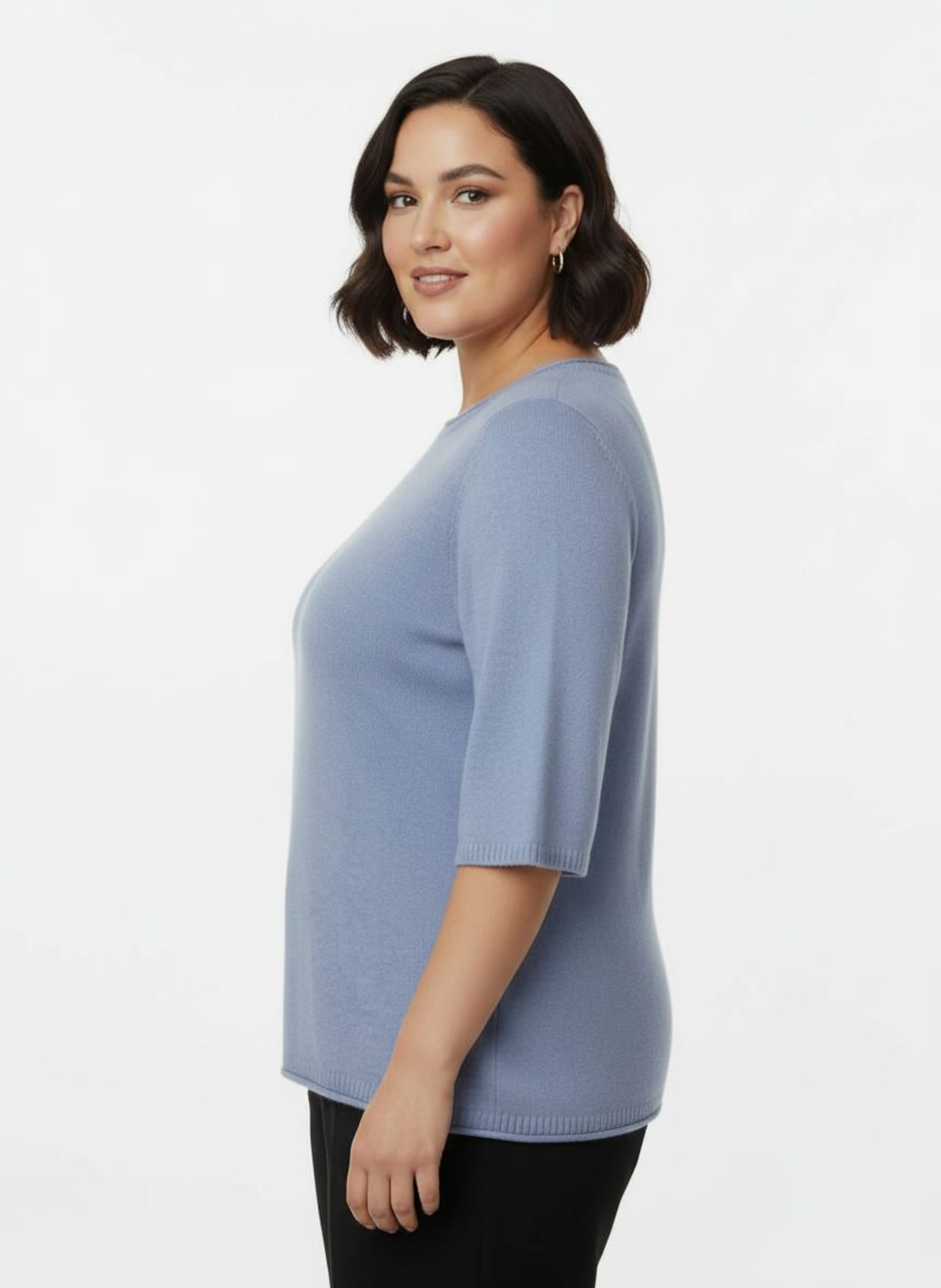 Feinstrickpullover - blau-meliert