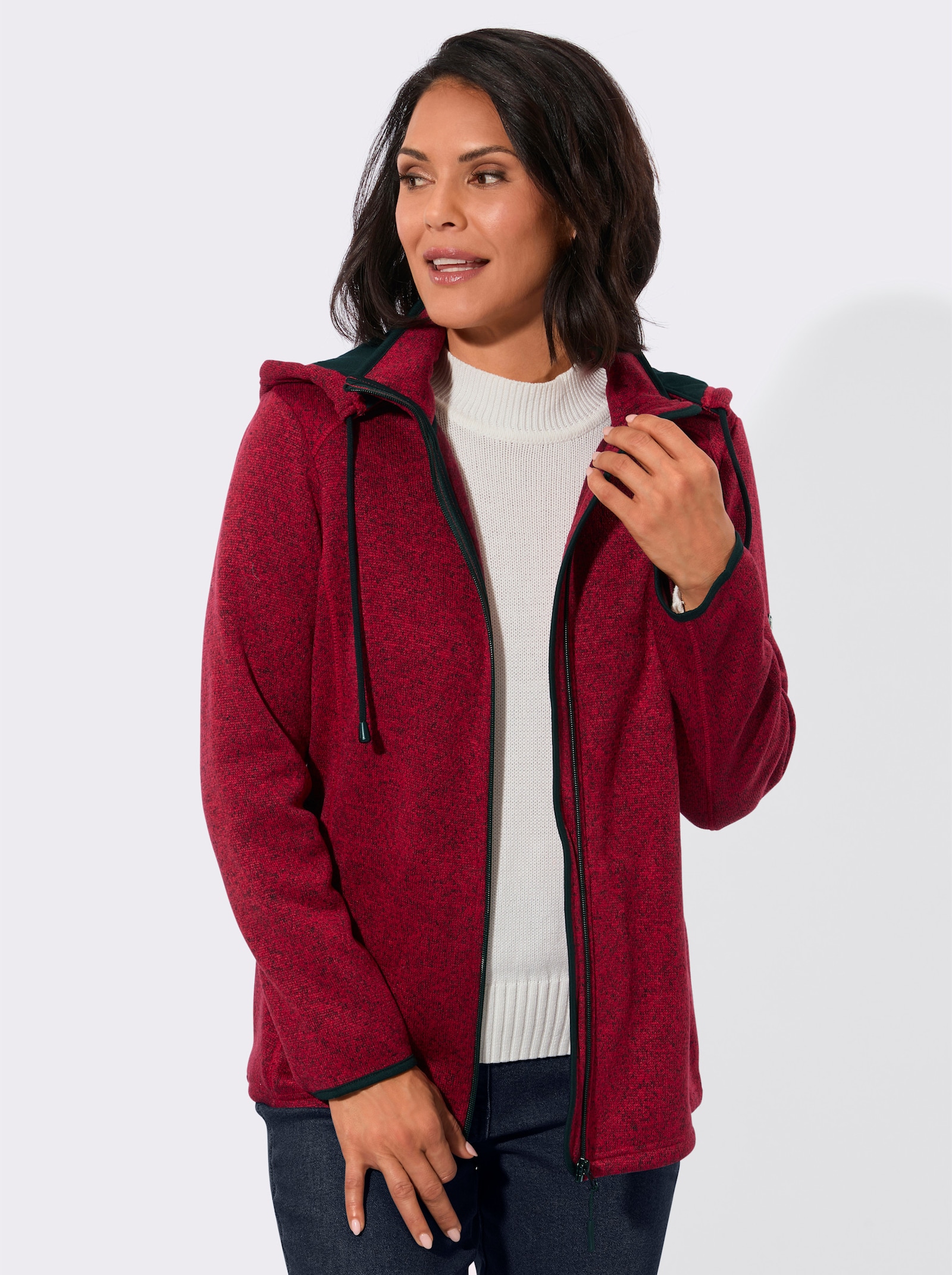Fleecejacke mit Antipilling-Ausrüstung - rot-meliert