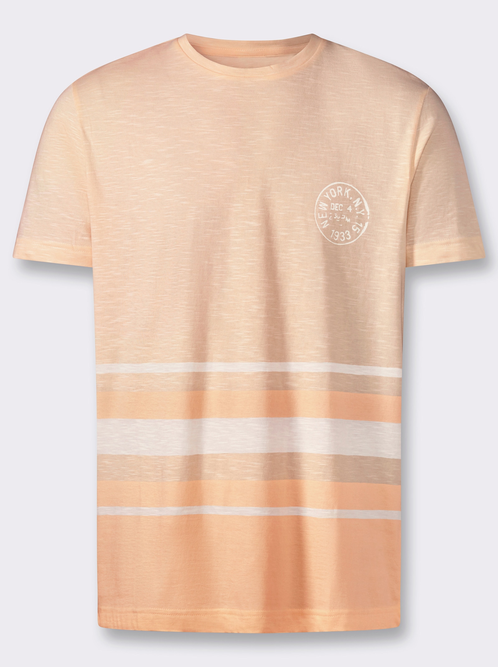 Kurzarmshirt mit garngefärbtem Muster - apricot