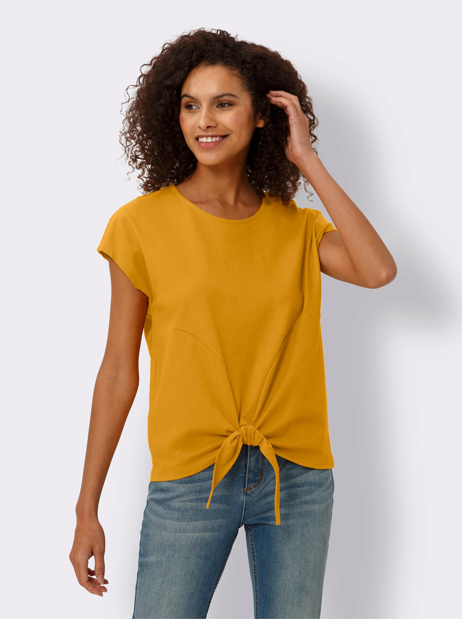 heine Kurzarmshirt mit Knoten-Detail - ocker