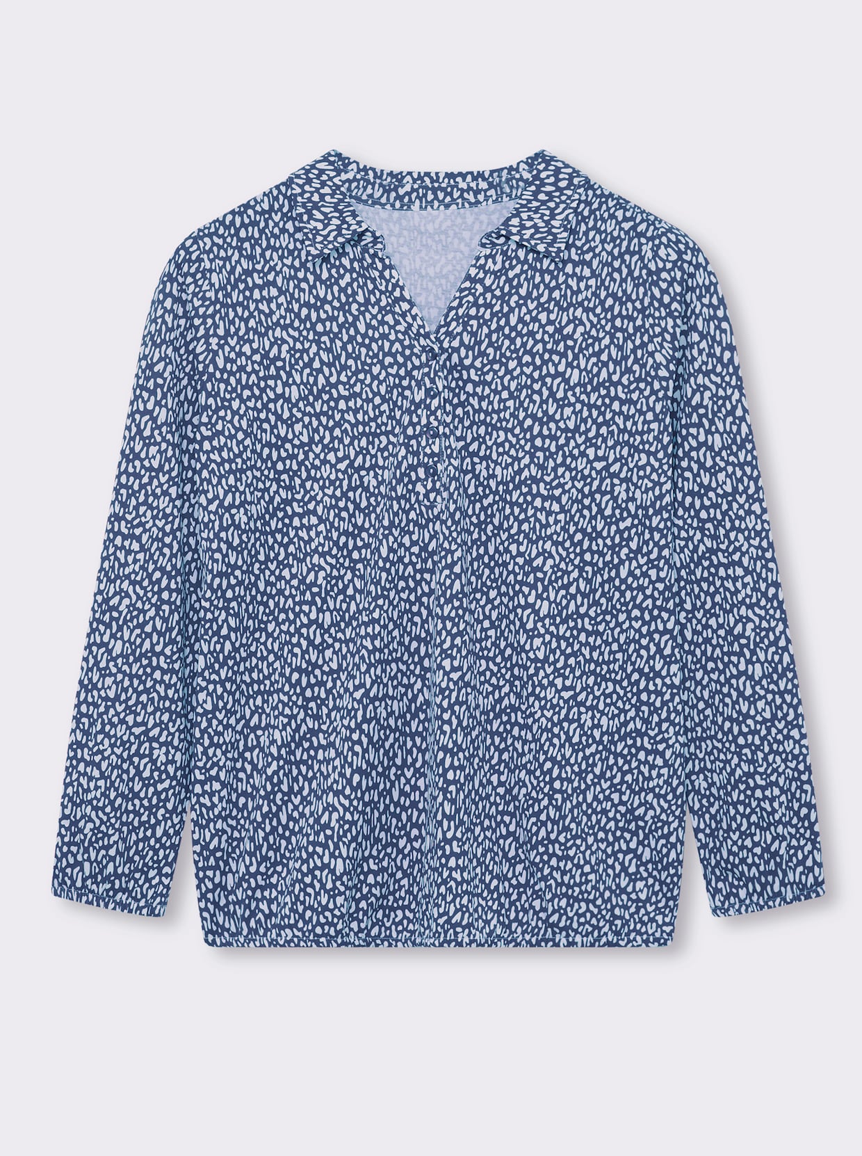 Langarmshirt mit Gummibündchen, bedruckt - jeansblau-weiß-bedruckt