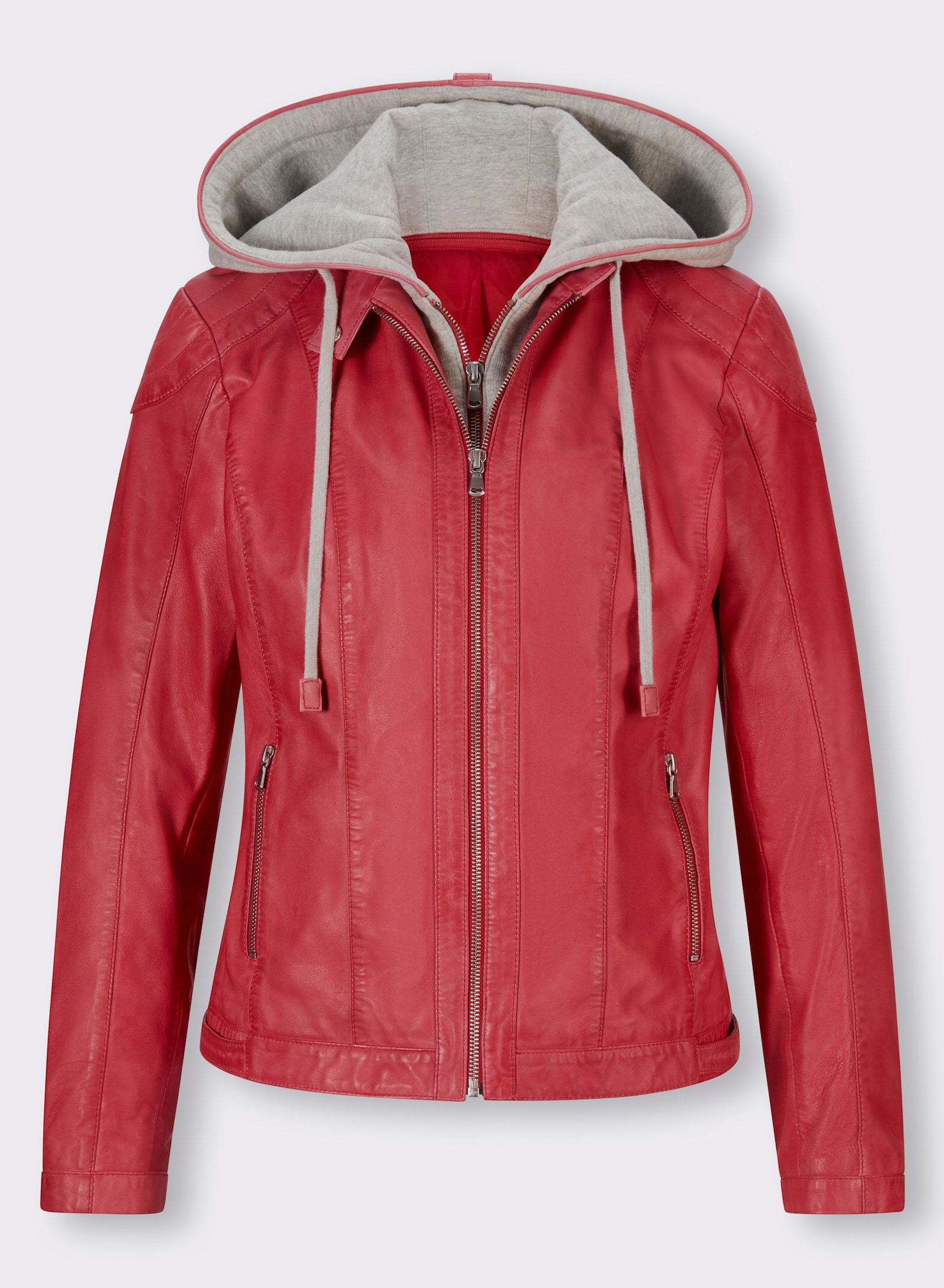 heine Veste en cuir avec empiècement sweat amovible - rouge