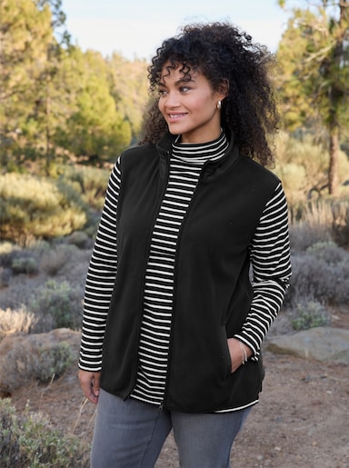 sheego Fleeceweste mit weiten Armlöchern - schwarz